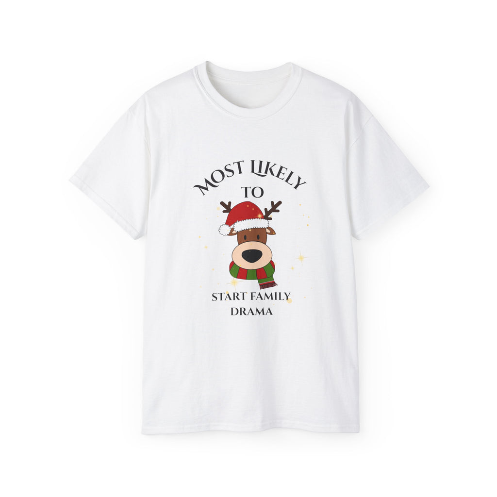 Christmas Family Drama Tee, Funny Holiday Gift, Unisex Cotton Shirt, Christmas Humor Tee, Family Gathering Apparel
