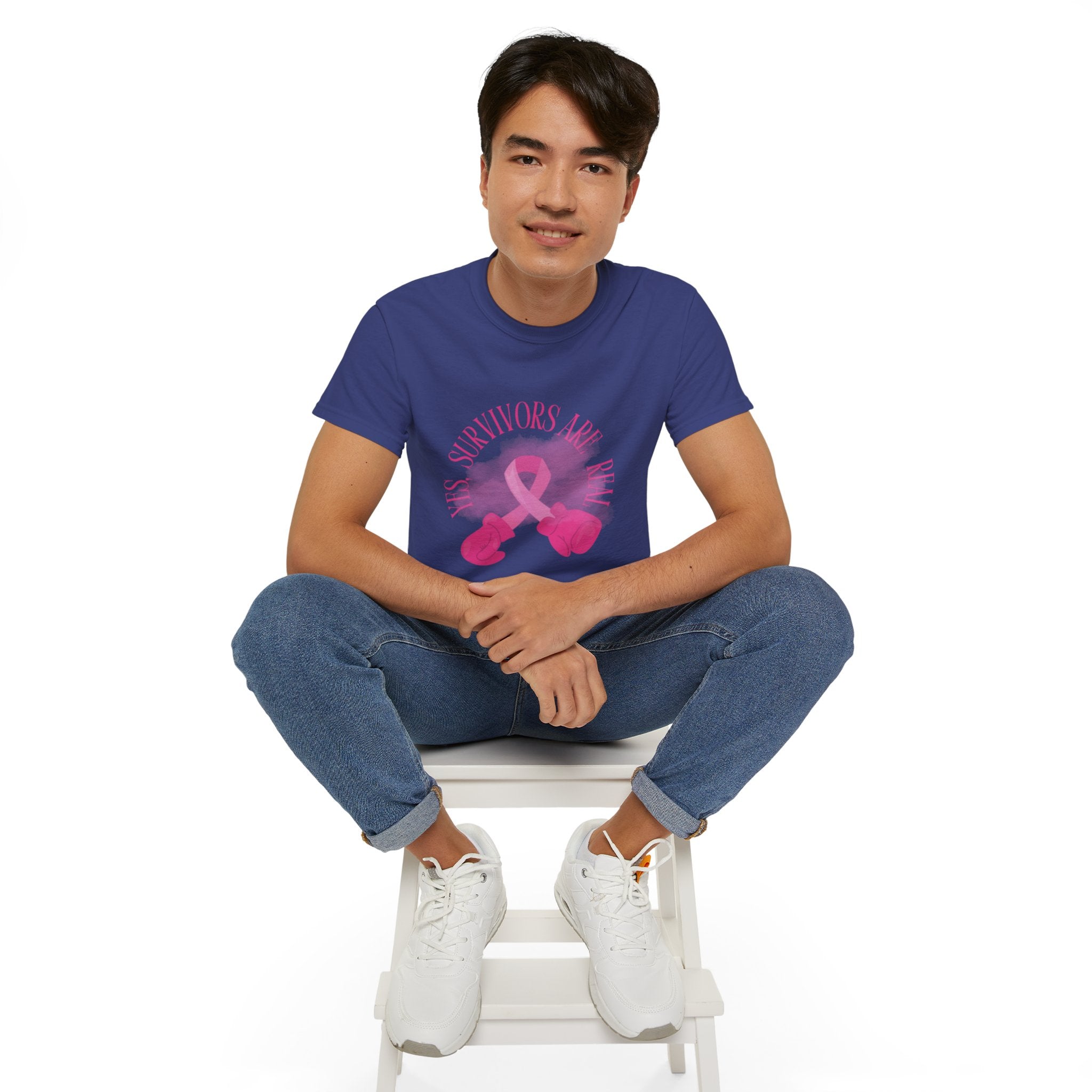 Breast Cancer Survivors Are Real T-Shirt — Pink Ribbon Boxing Gloves Tee