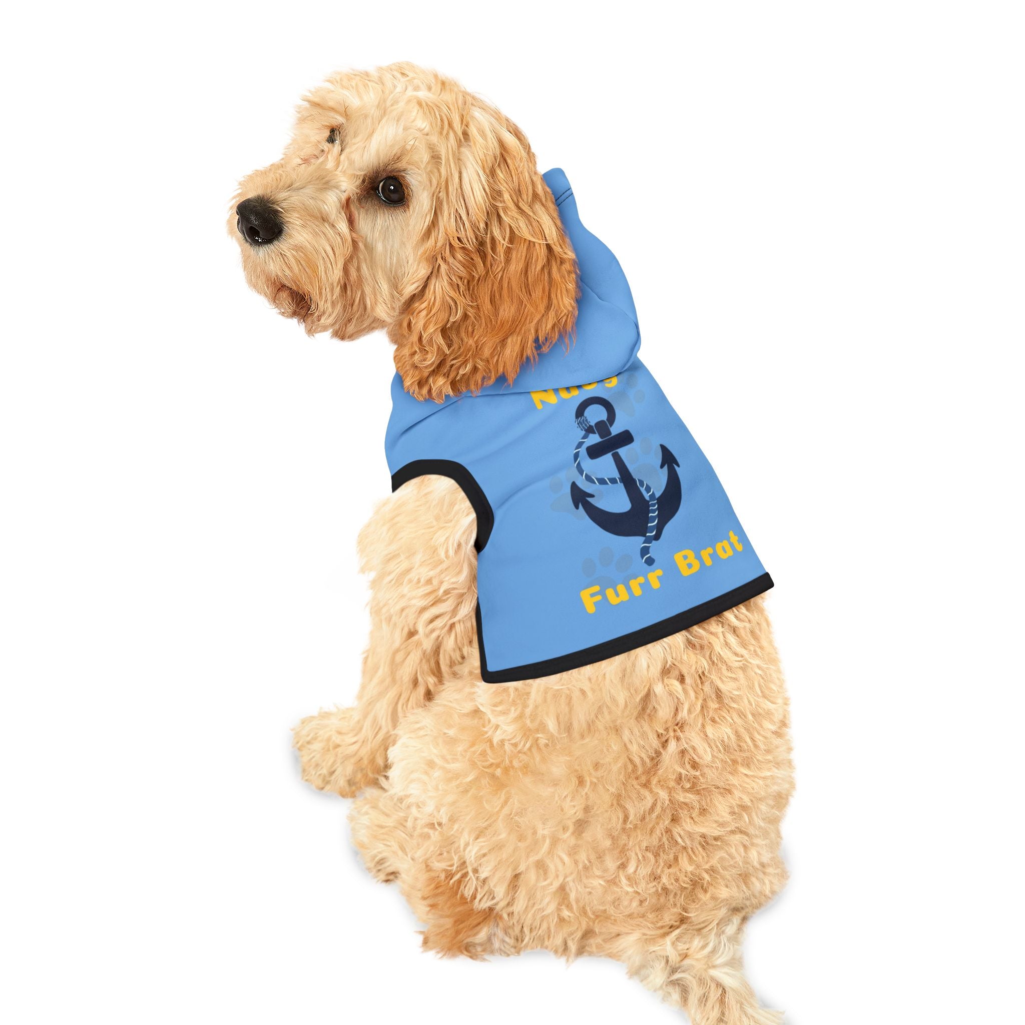 Pet Hoodie — "Navy Furr Brat" Anchor Dog Hoodie (Blue)