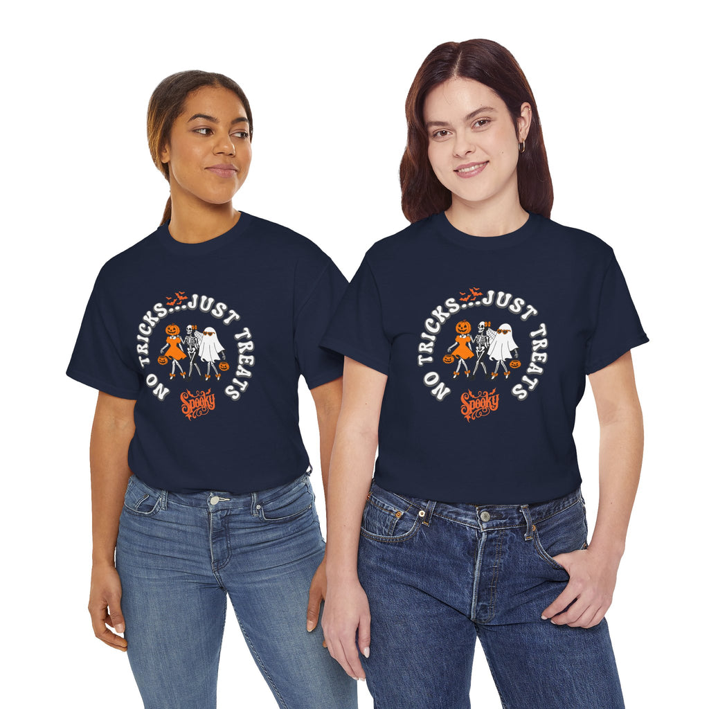 Halloween 'No Tricks, Just Treats' Tee — Costume and Candy Graphic Shirt