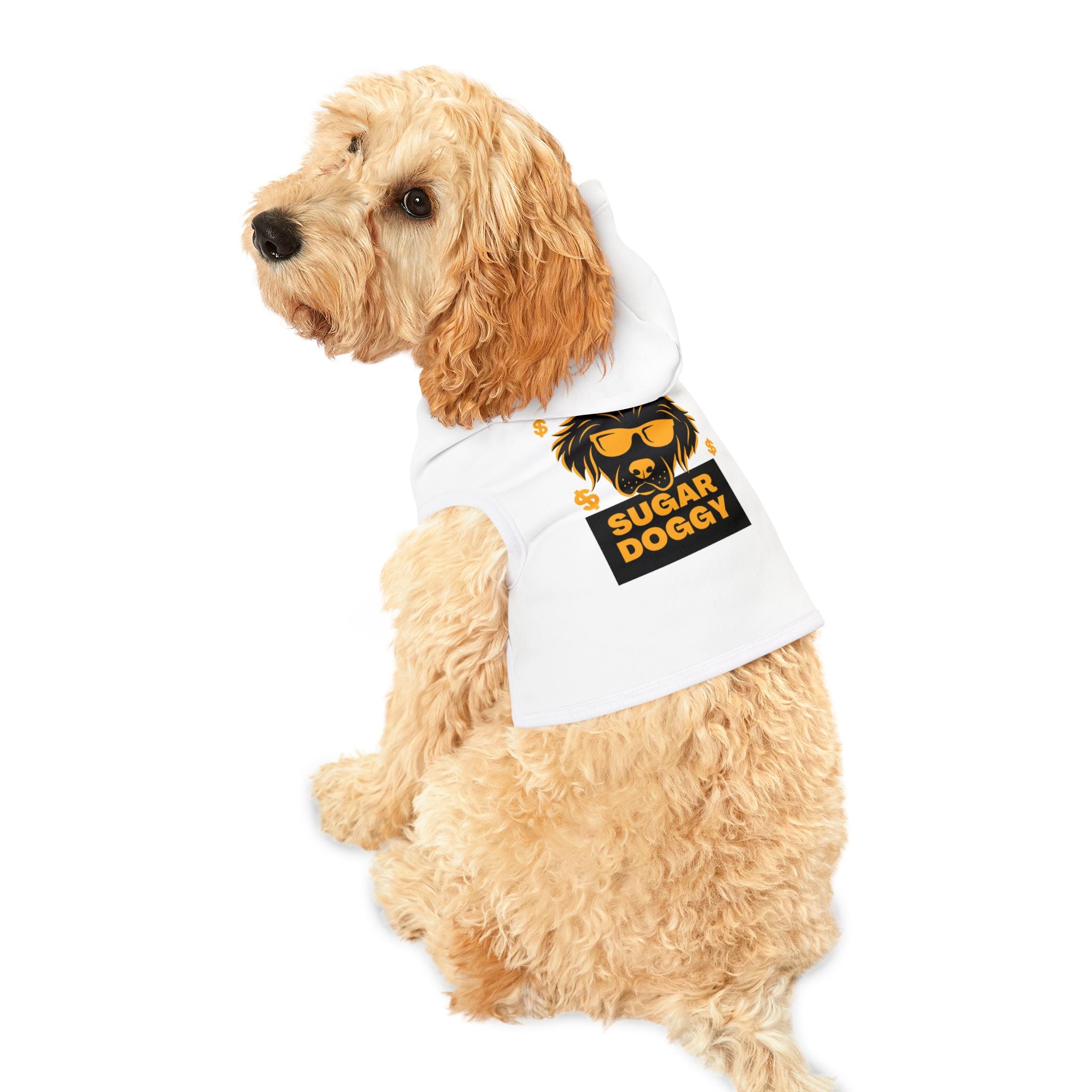 Pet Hoodie — 'Sugar Doggy' Graphic Dog Hoodie (Cool Sunglasses & Money Design)