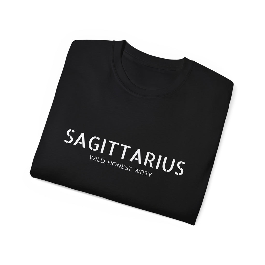 Sagittarius Tee — "Wild. Honest. Witty." Zodiac Shirt for Astrology Lovers