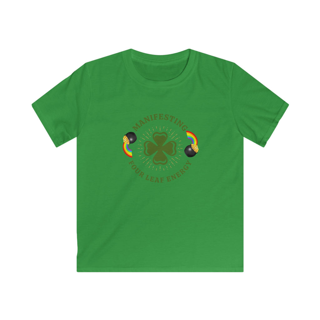 Kids Tee — "Manifesting Four Leaf Energy" Shamrock St. Patrick’s Day Shirt