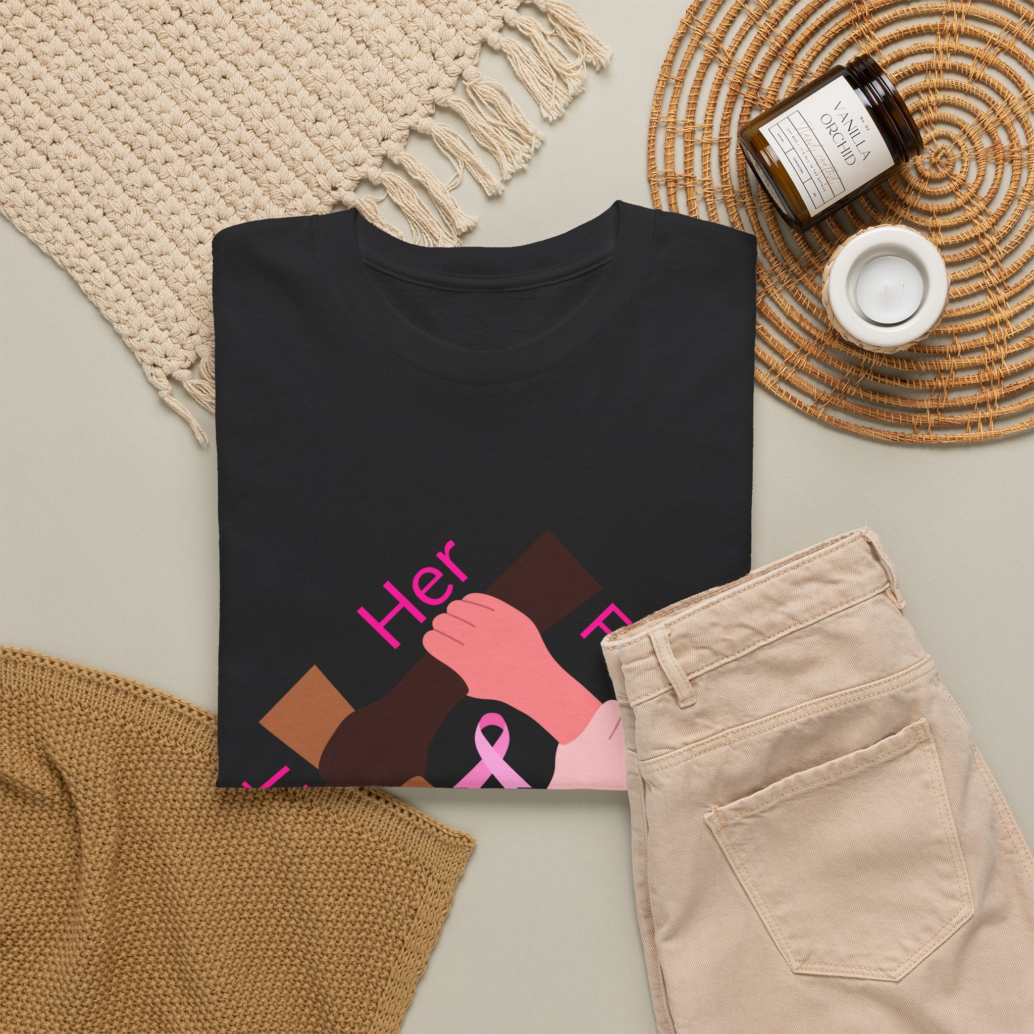 Breast Cancer Awareness Tee — “Our Fight Is Her Fight” Pink Ribbon Support Shirt