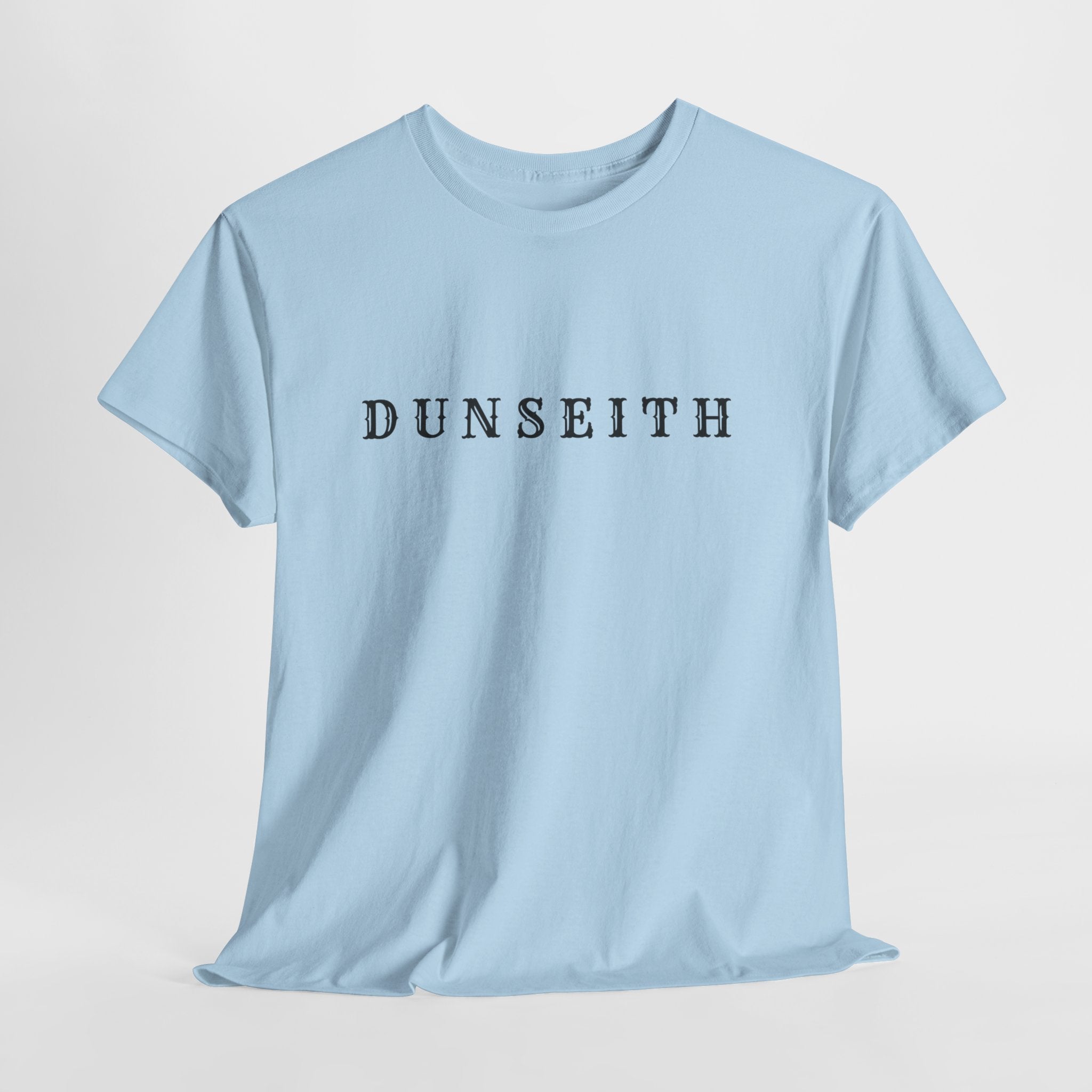 DUNSEITH Minimalist Text Tee — Classic White Graphic T-Shirt