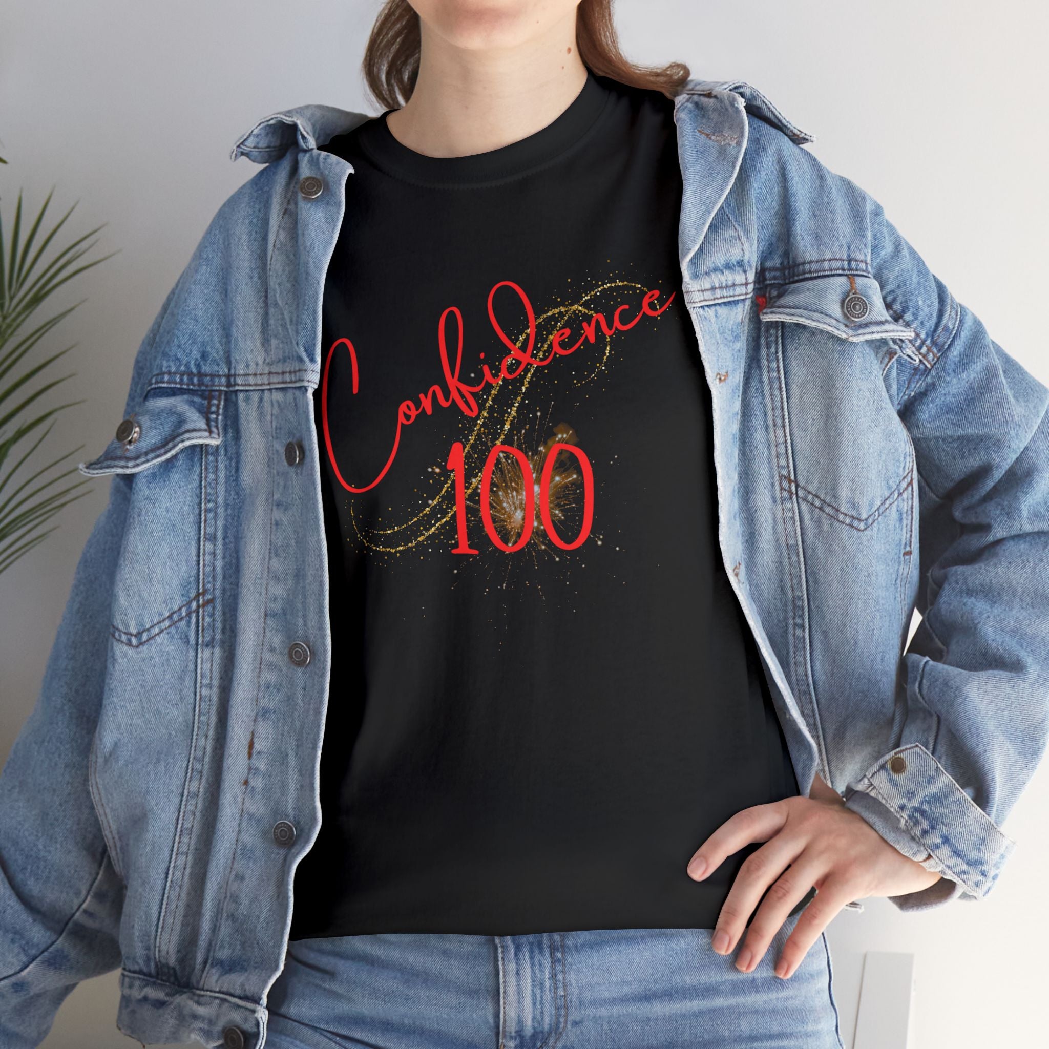 Confidence 100 T-Shirt — Inspirational Script Graphic Tee
