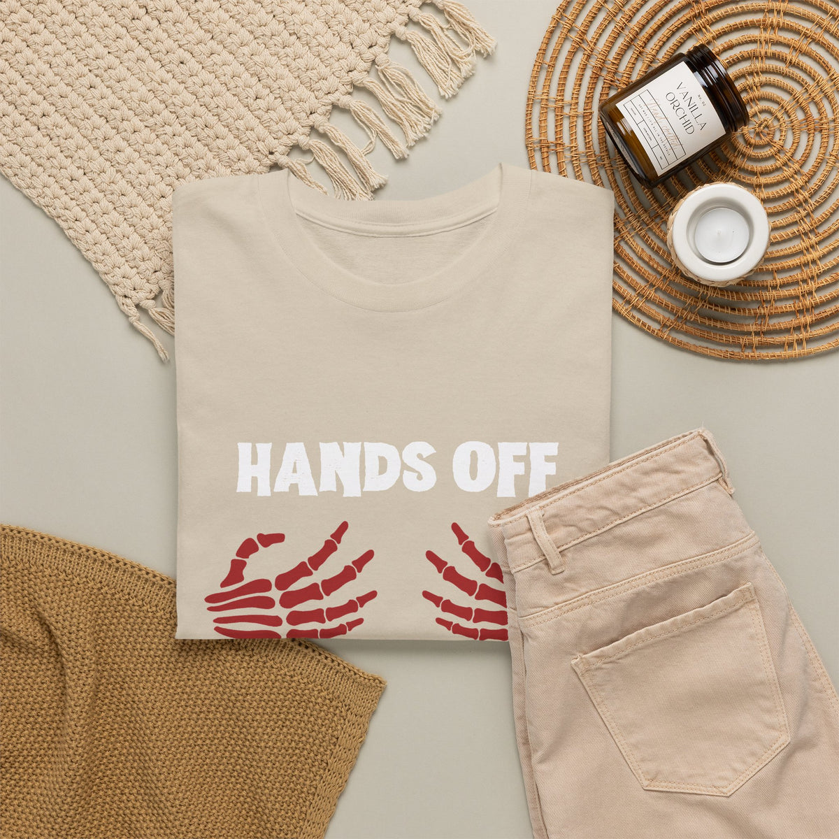 Hands Off My Boo-bies Halloween T-Shirt — Spooky Skeleton Hands Graphic Tee