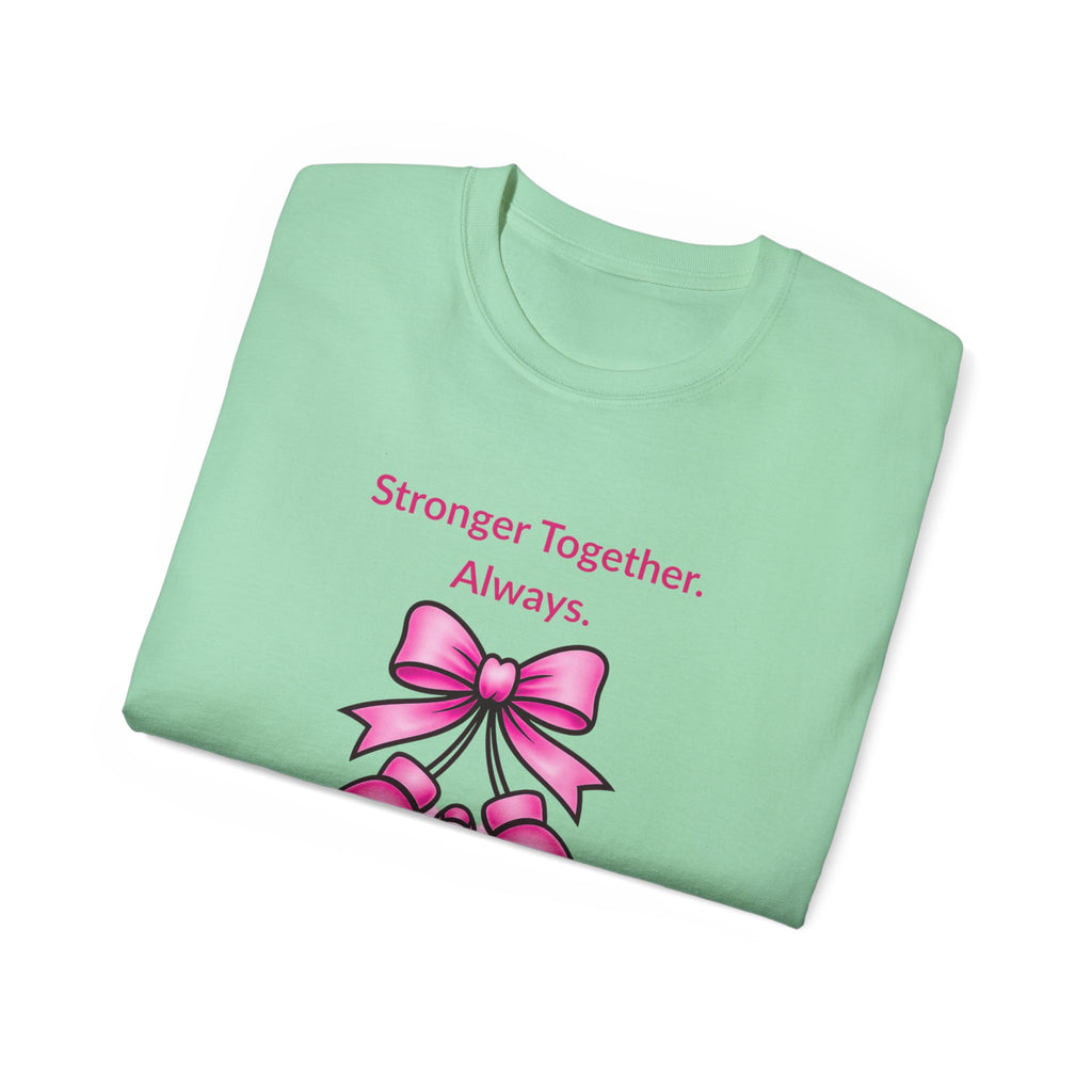 T-Shirt — "Stronger Together. Always. Tough Titties Club" Pink Ribbon Boxing Design