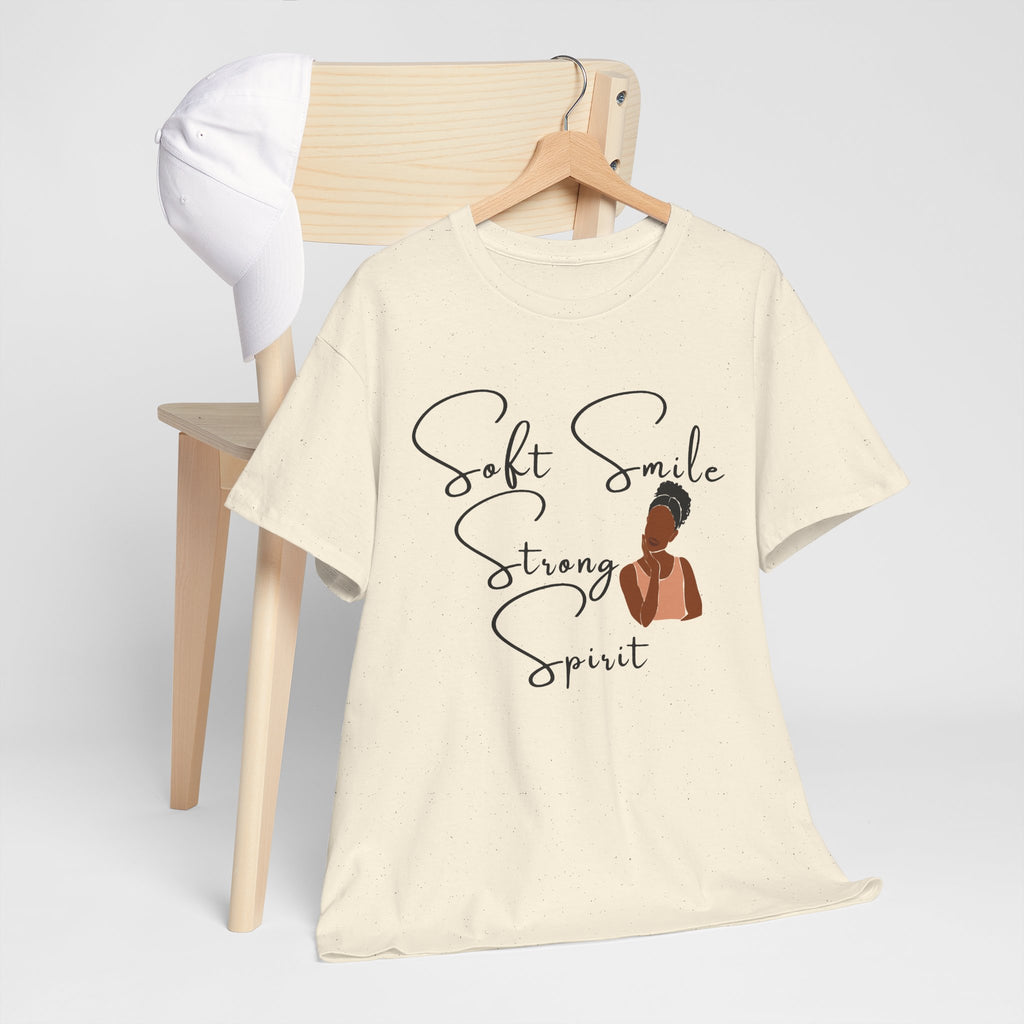 Soft Smile Strong Spirit Tee — Minimal Line Art Inspirational T-Shirt