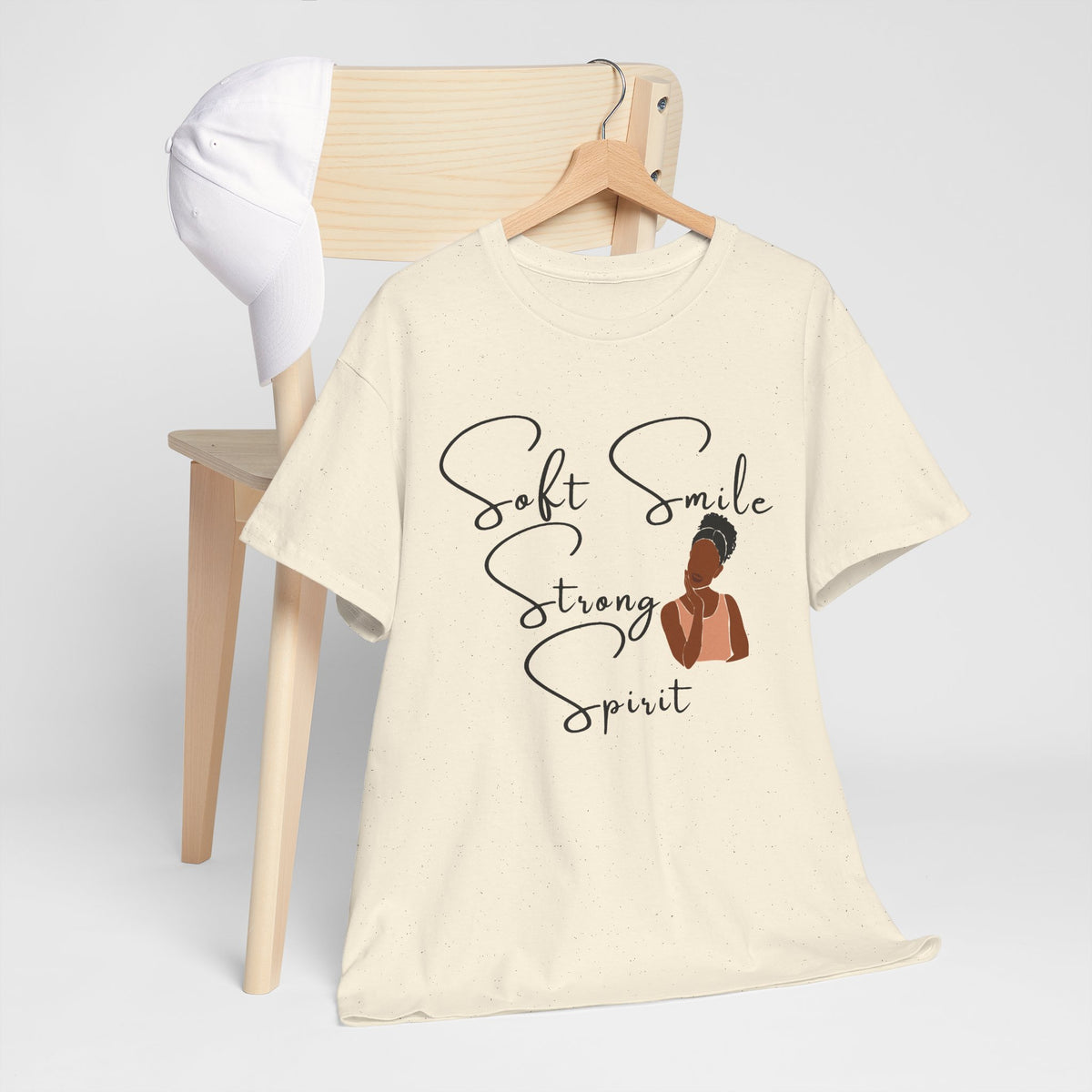 Soft Smile Strong Spirit Tee — Minimal Line Art Inspirational T-Shirt