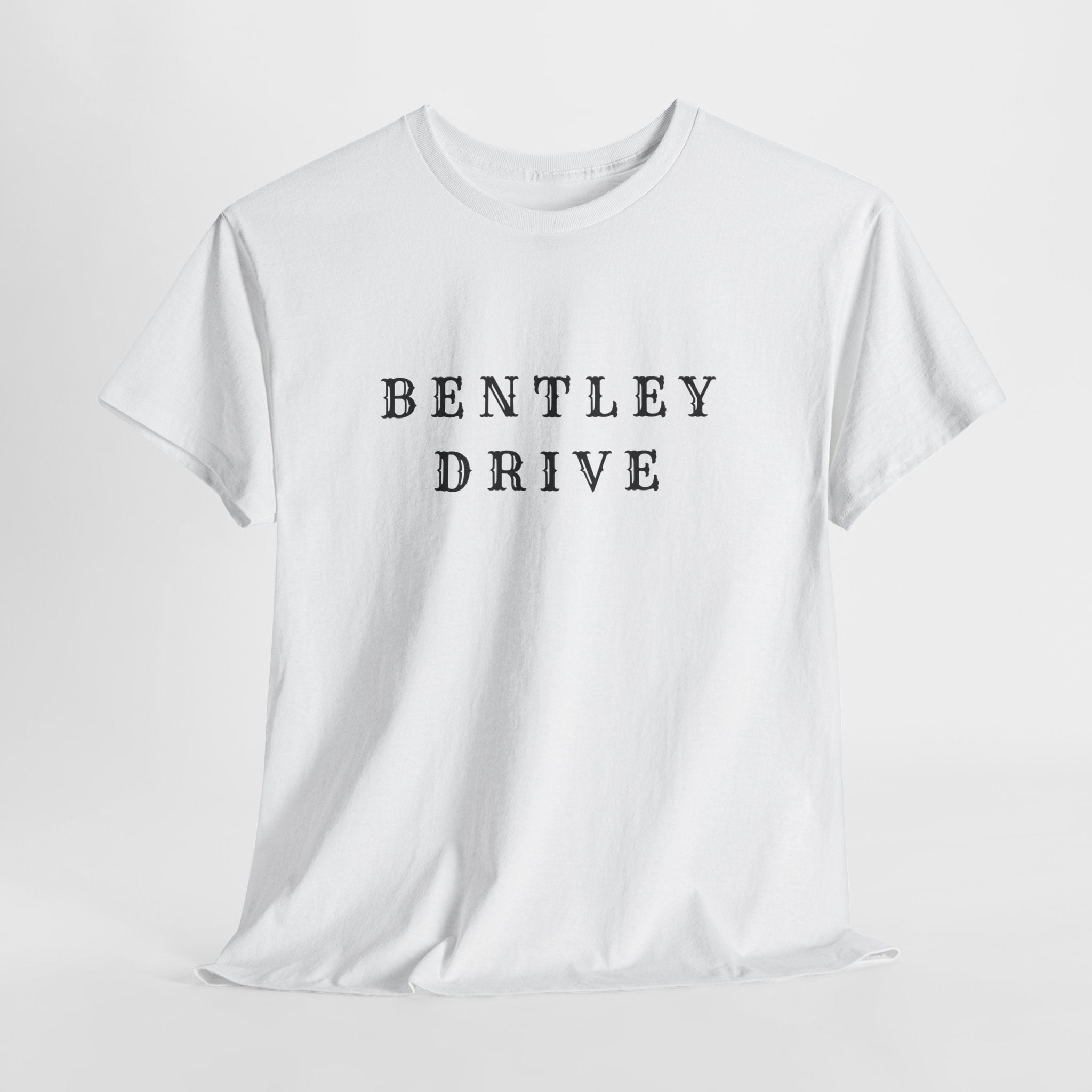 Bentley Drive Tee — Minimal Vintage Script T‑Shirt