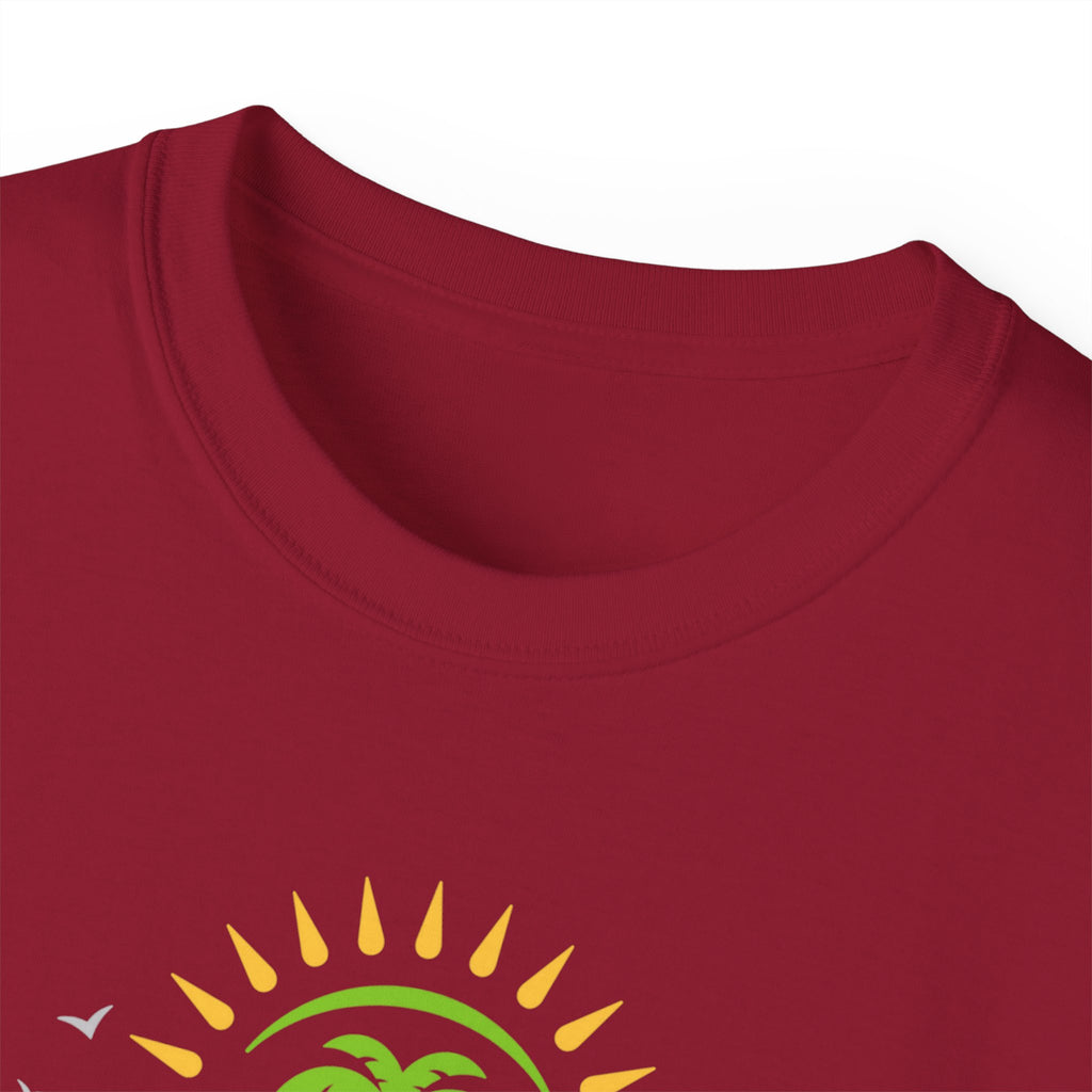 Waves and Matching Shades Tee — Retro Palm Beach Graphic T-Shirt