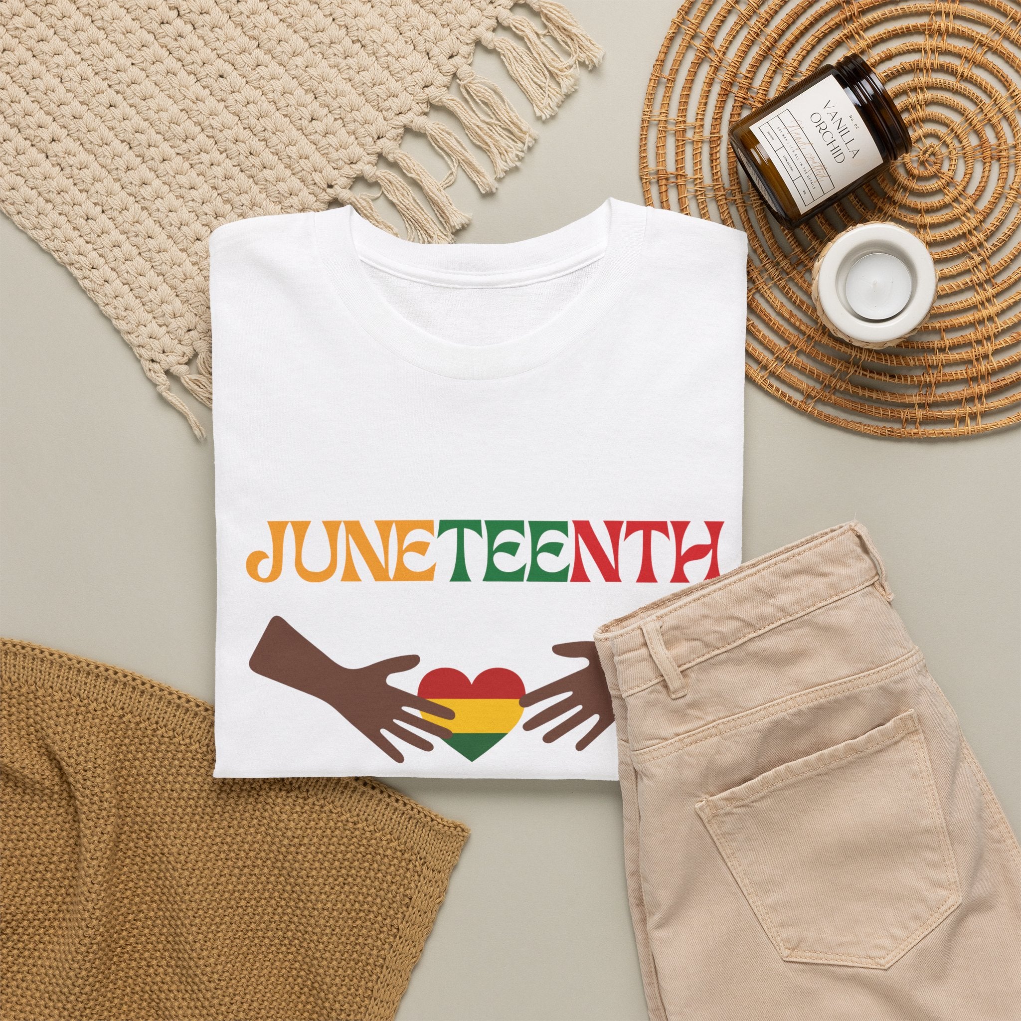 Juneteenth 1865 T-Shirt — Black History Celebration Tee with Heart & Hands Design