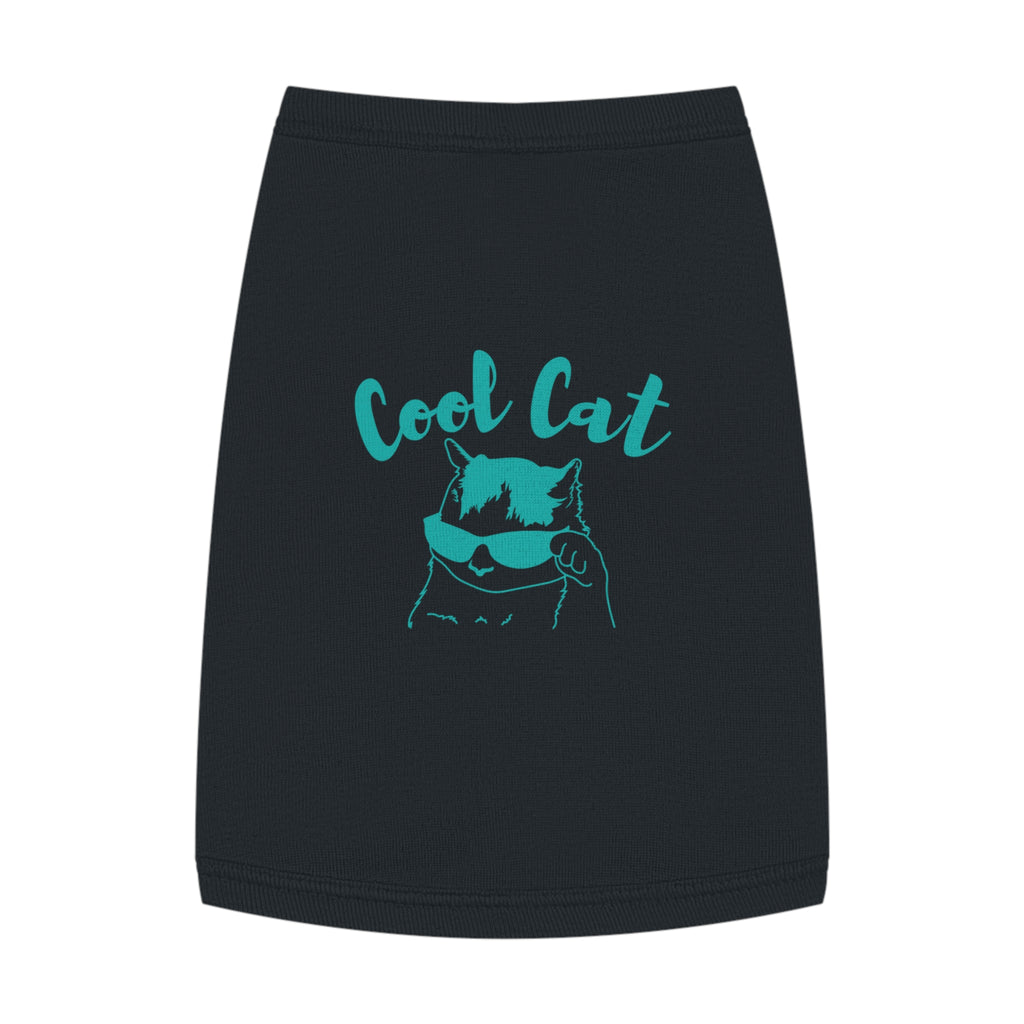 Cool Cat Pet Tank Top — Teal "Cool Cat" Graphic Dog & Cat Shirt