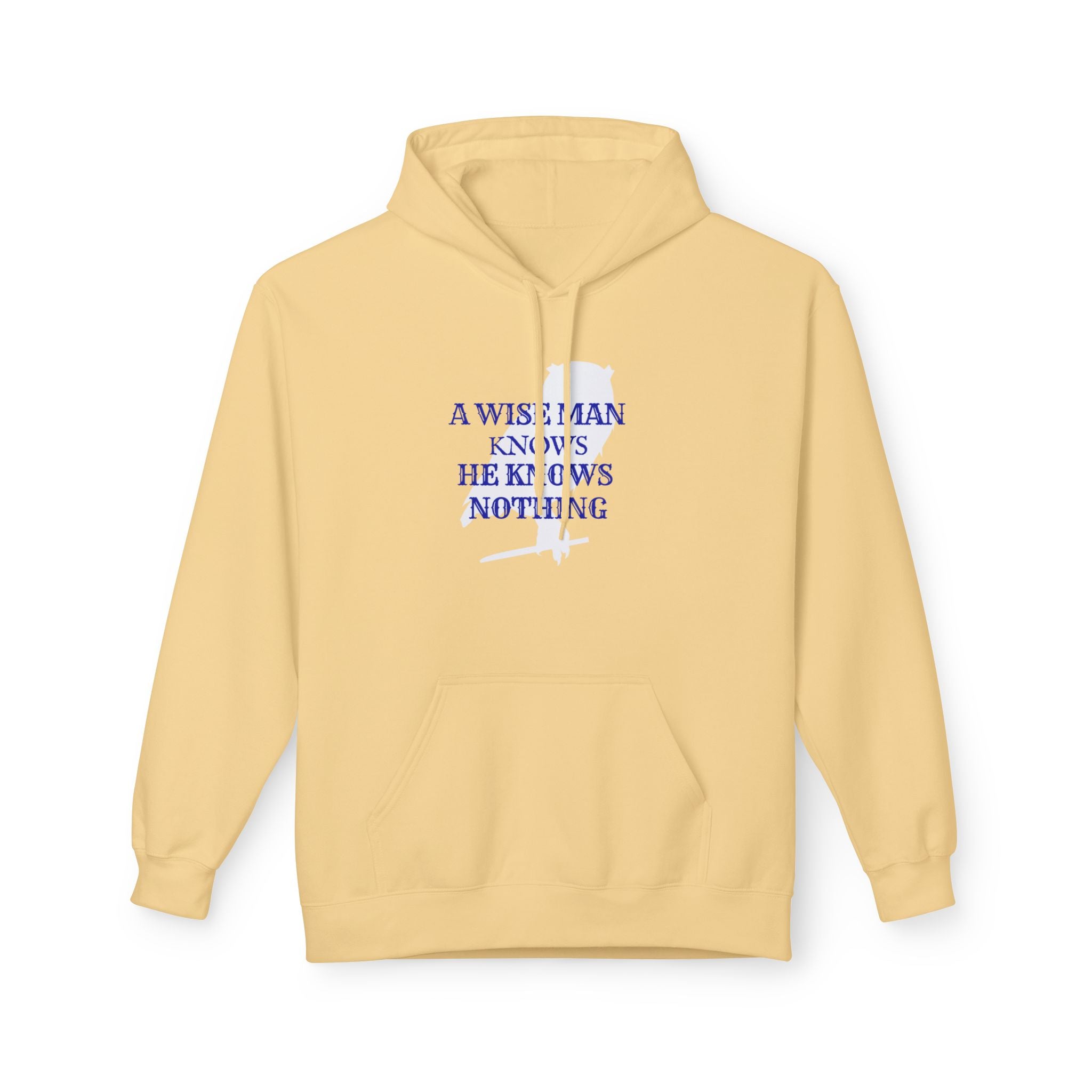 Hoodie — “A Wise Man Knows He Knows Nothing” Minimal Quote Pullover