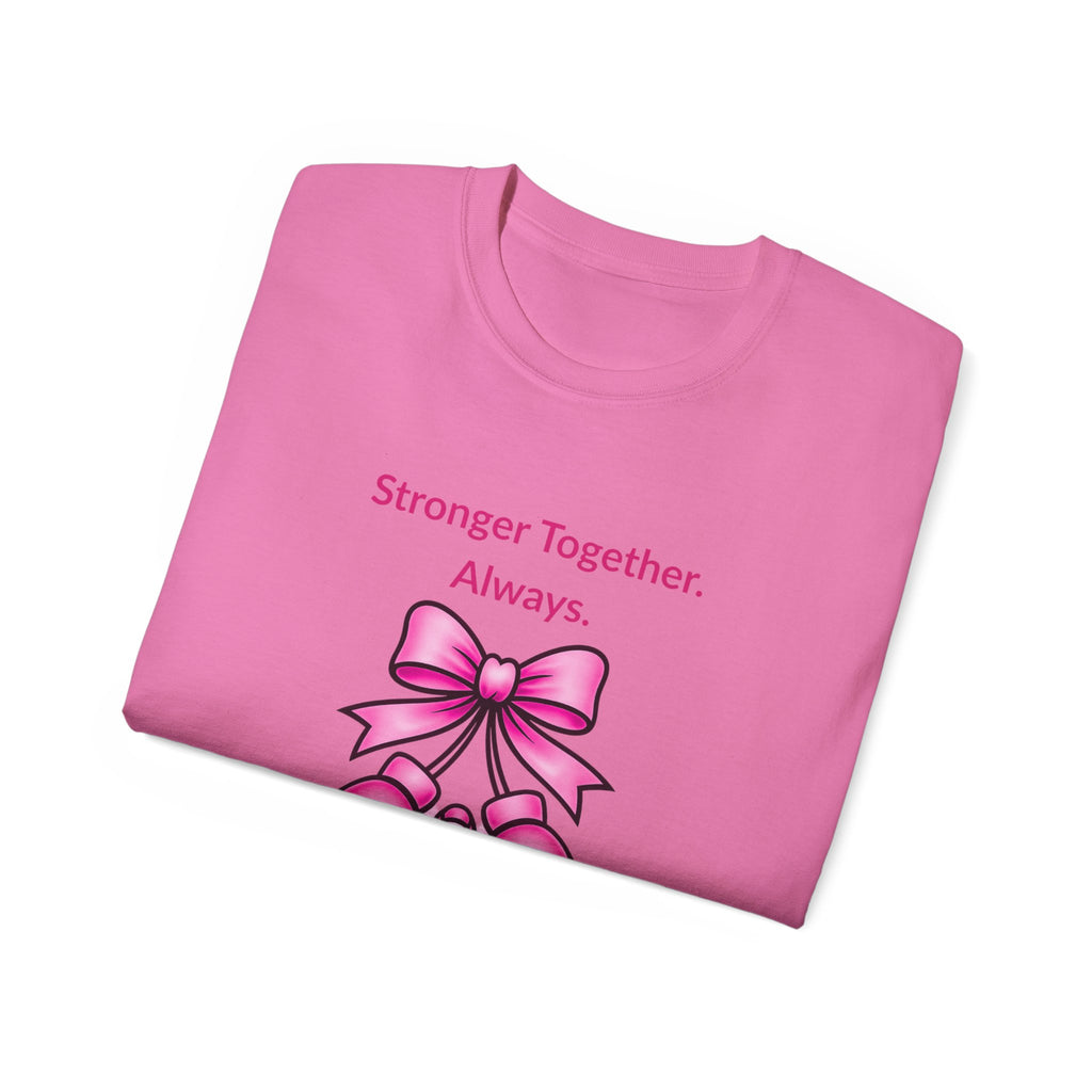 T-Shirt — "Stronger Together. Always. Tough Titties Club" Pink Ribbon Boxing Design