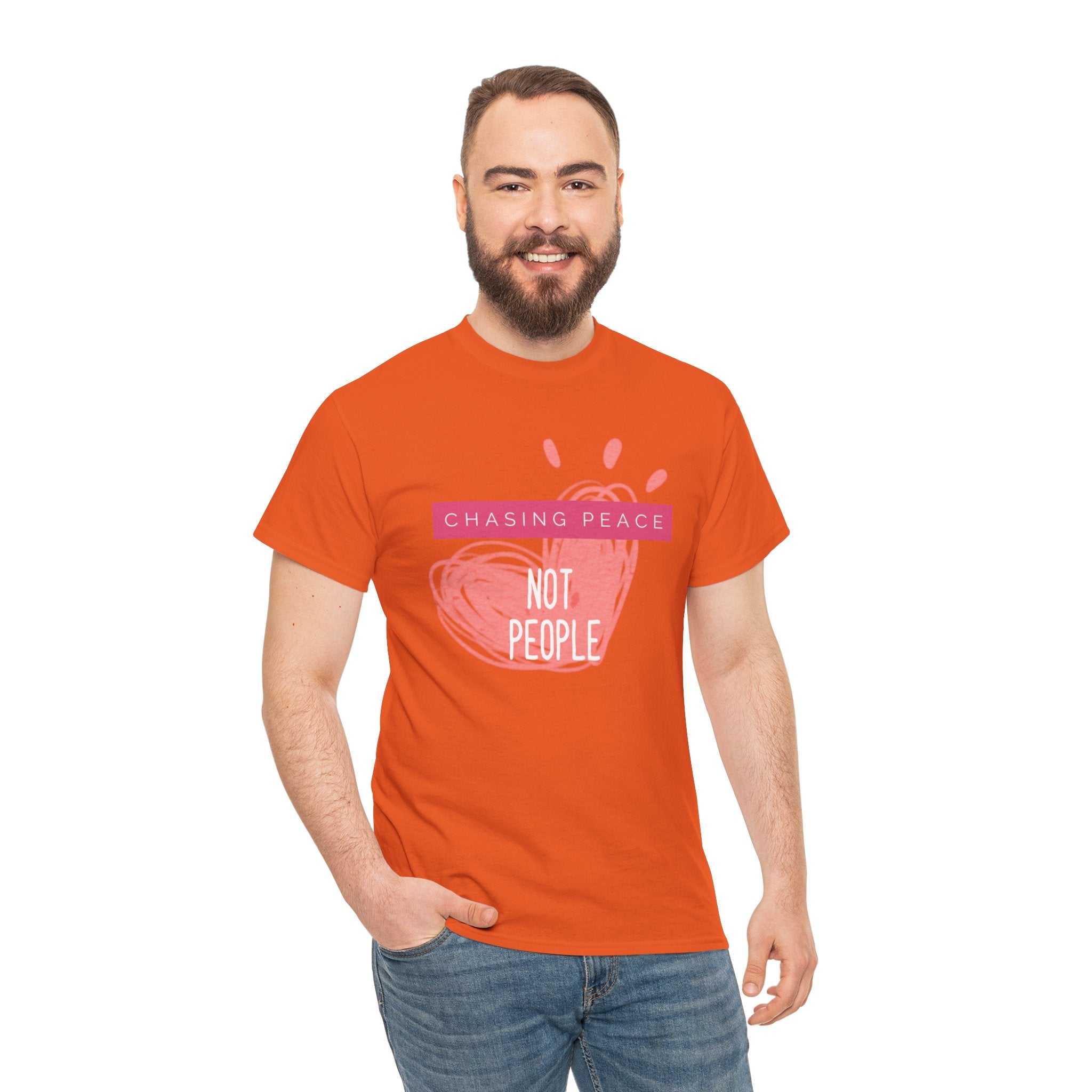 Chasing Peace Not People Tee — Pink Graphic Mental Health Awareness T‑Shirt