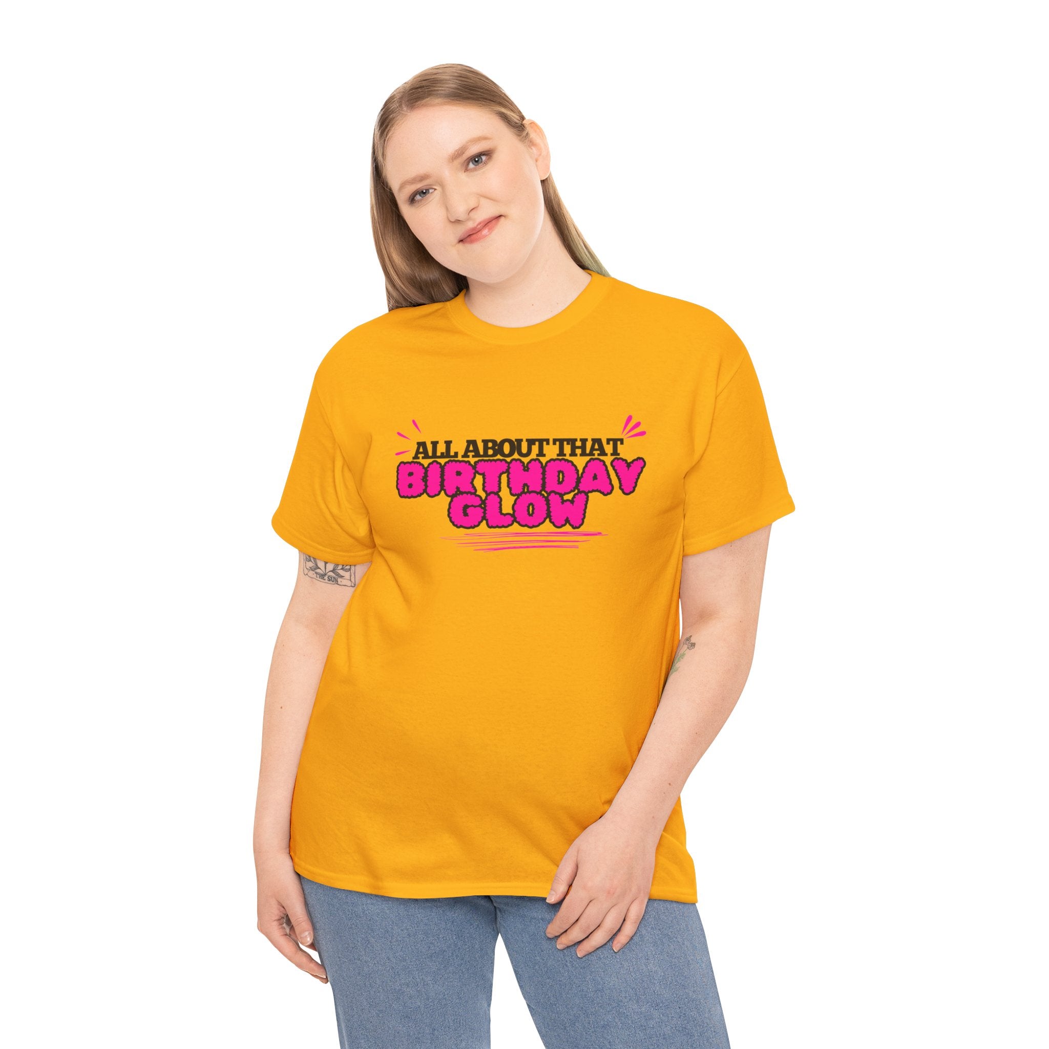 Birthday Glow Tee — "All About That Birthday Glow" Graphic Shirt