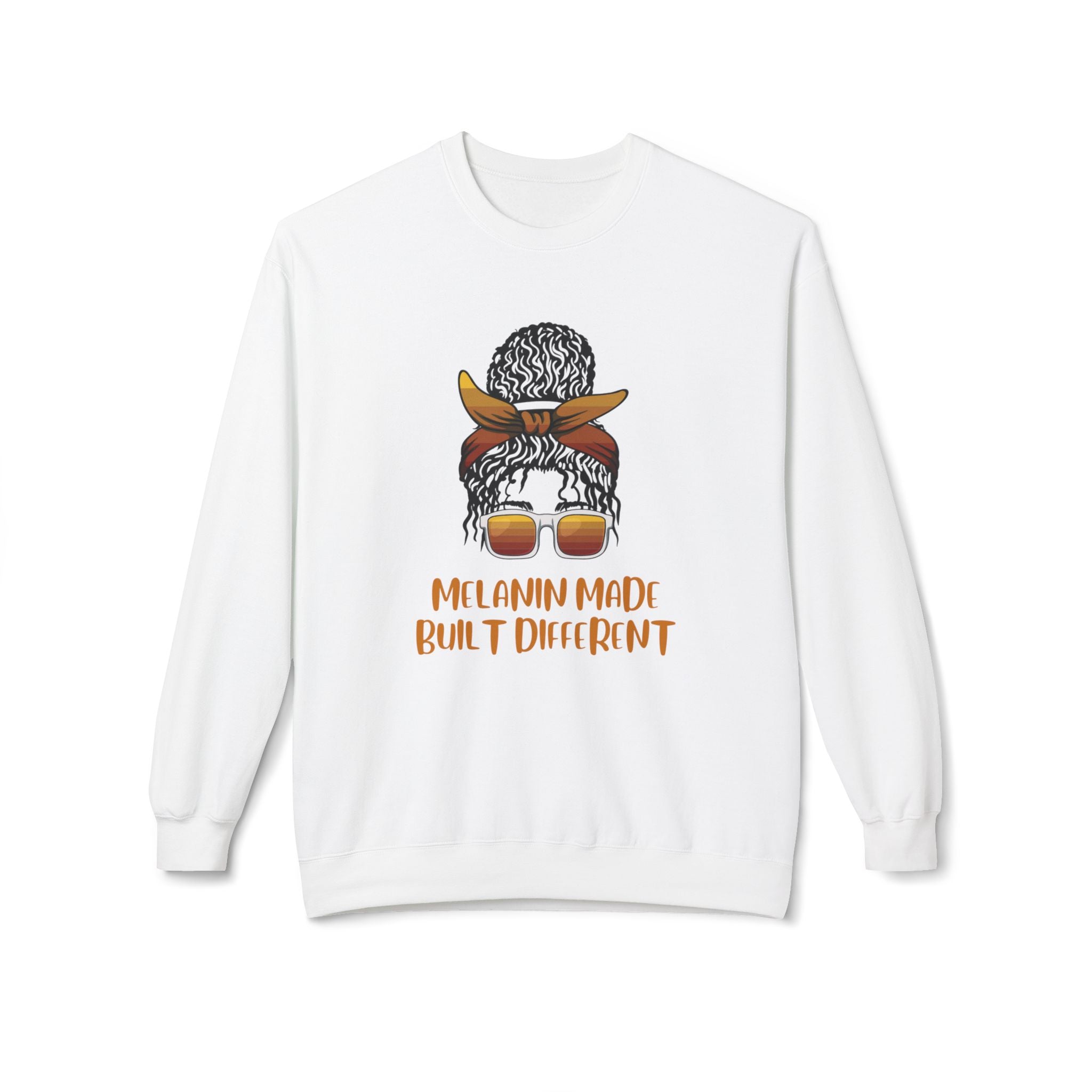 Melanin Made Built Different Sweatshirt — Afro Puff Bandana Crewneck