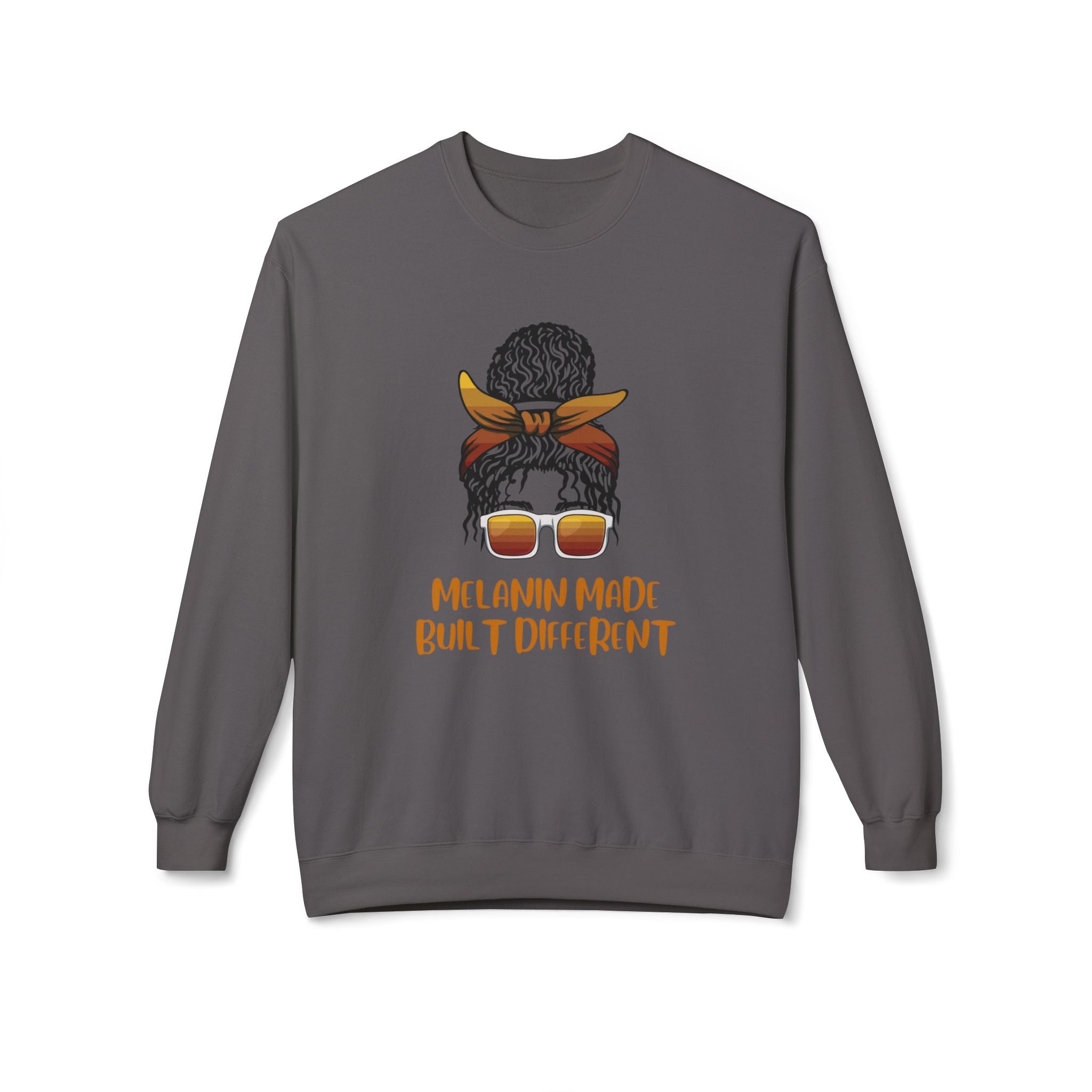 Melanin Made Built Different Sweatshirt — Afro Puff Bandana Crewneck