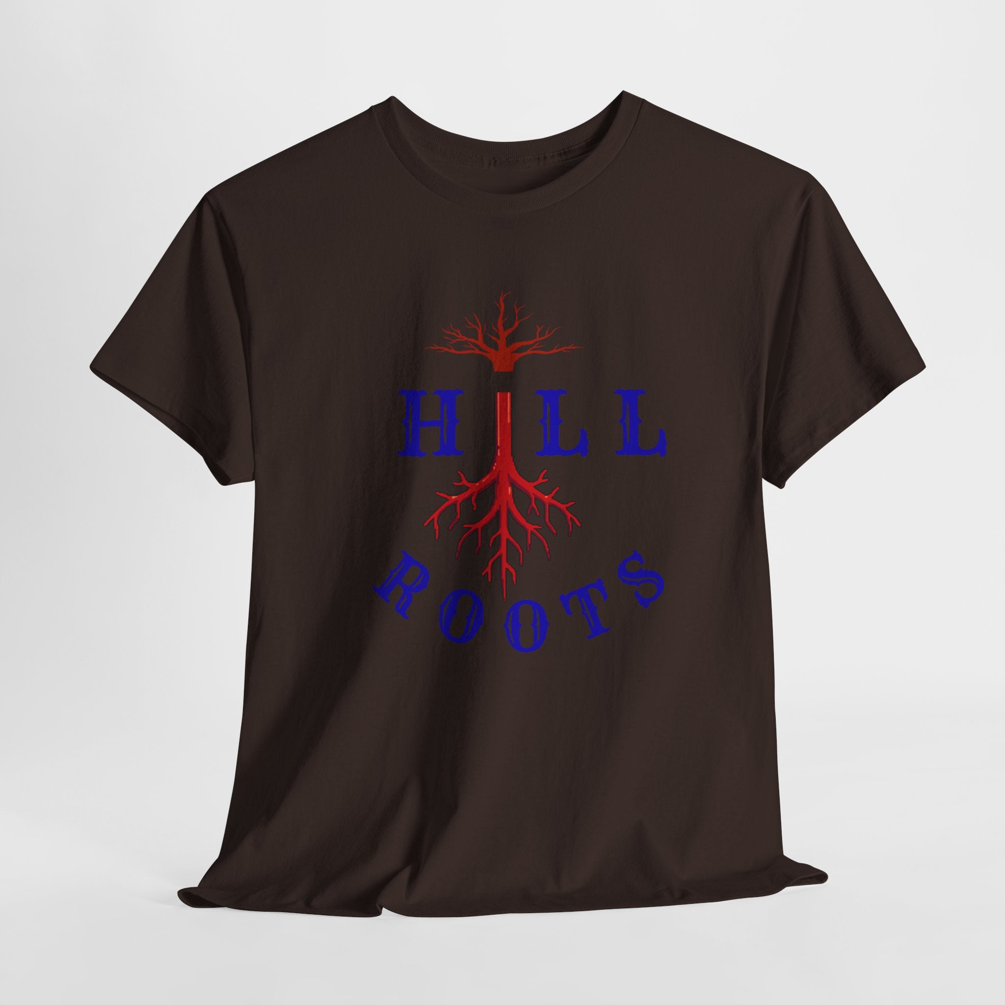 T-Shirt — Hill Roots Logo Tee (red tree roots graphic)
