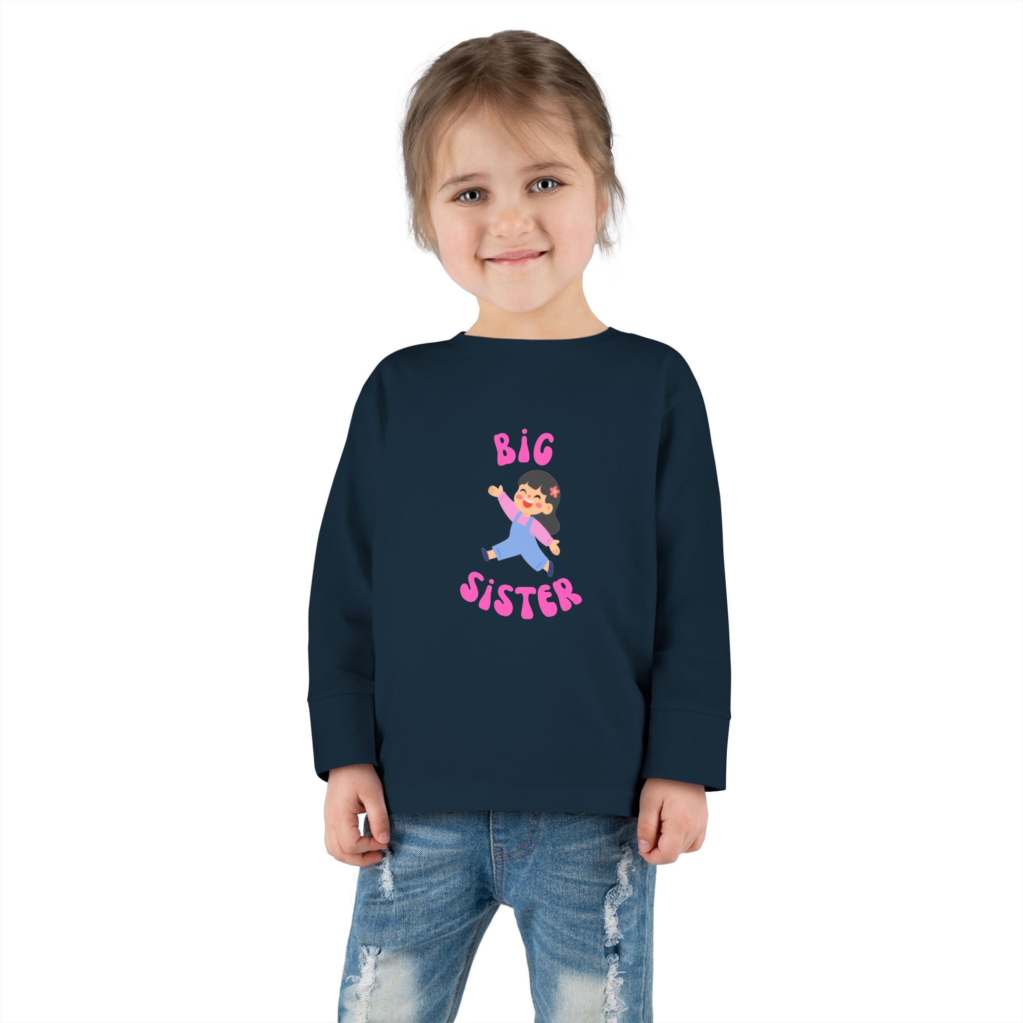 Big Sister Toddler Long Sleeve Tee — Cute Announce Shirt for New Siblings