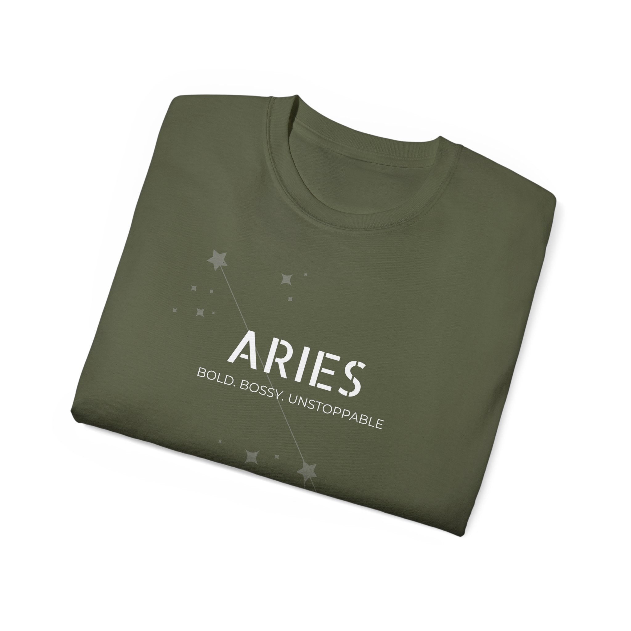 Aries Zodiac T-Shirt — "Bold Bossy Unstoppable" Astrology Tee