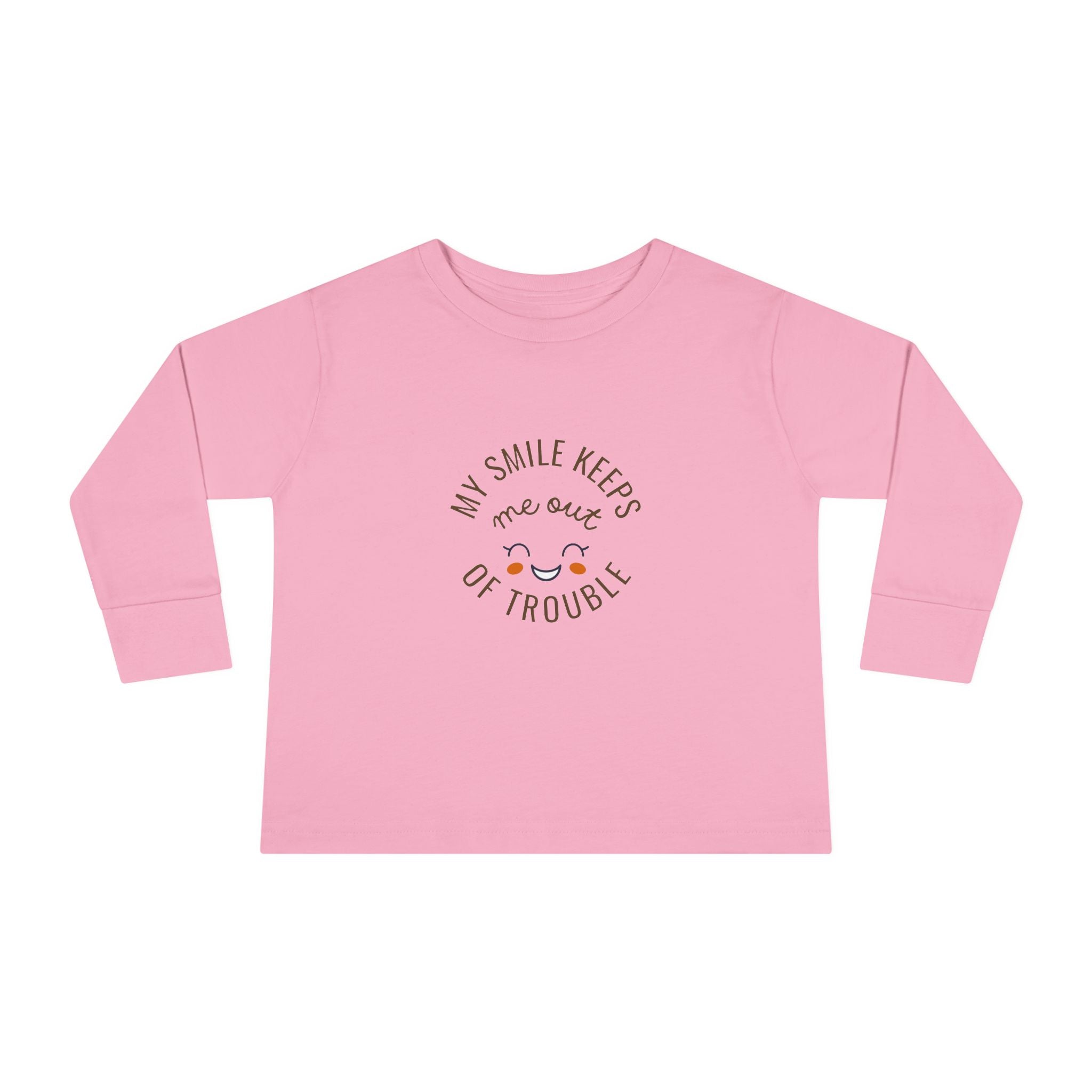 My smile keeps me out of trouble Toddler Long Sleeve Tee