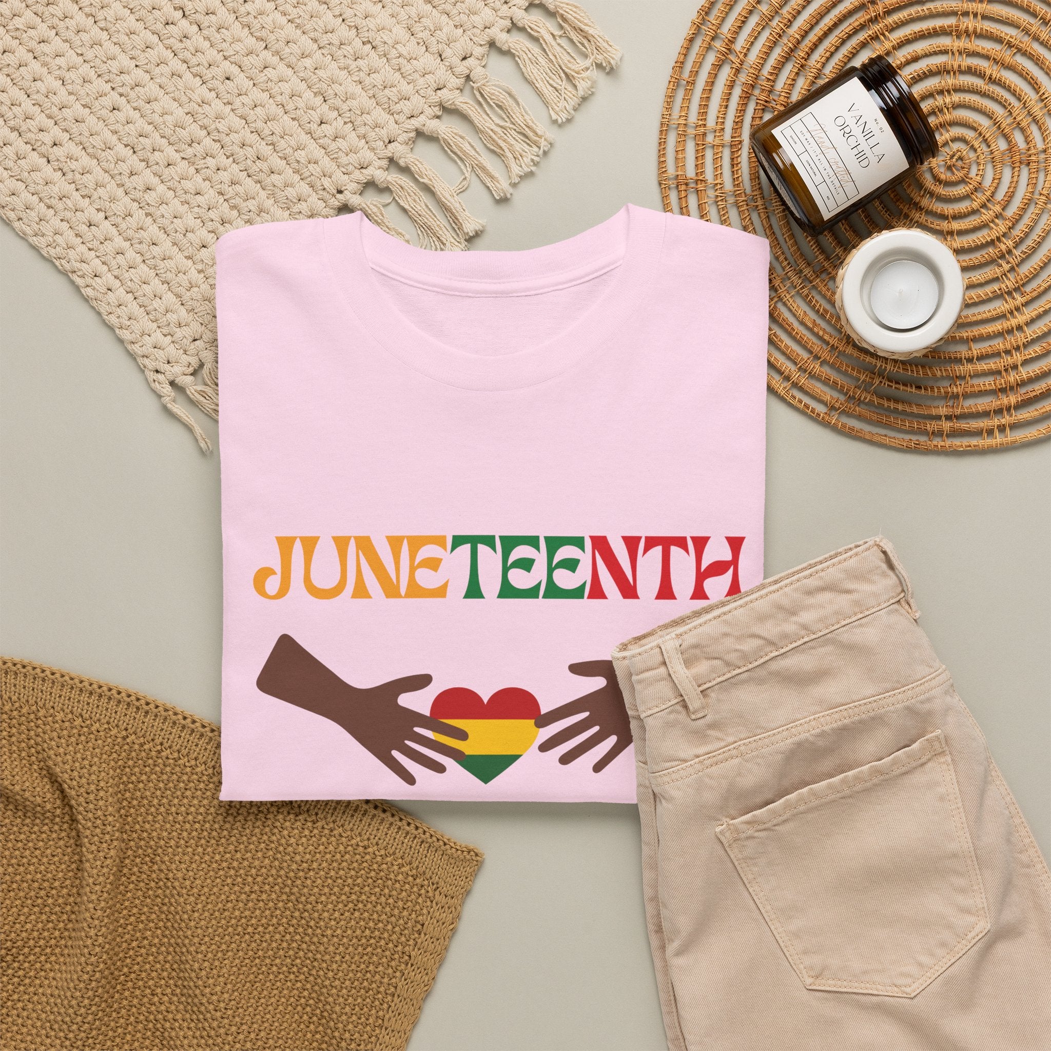Juneteenth 1865 T-Shirt — Black History Celebration Tee with Heart & Hands Design