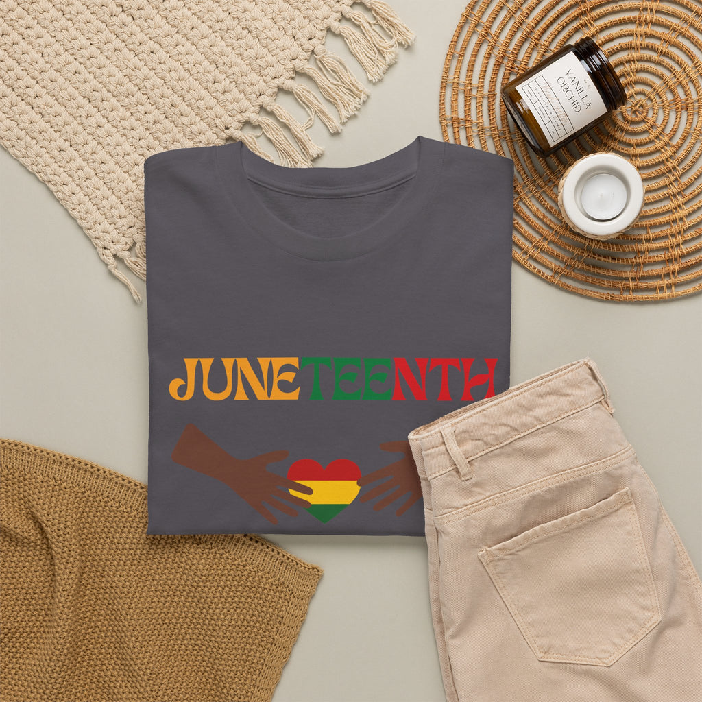 Juneteenth 1865 T-Shirt — Black History Celebration Tee with Heart & Hands Design