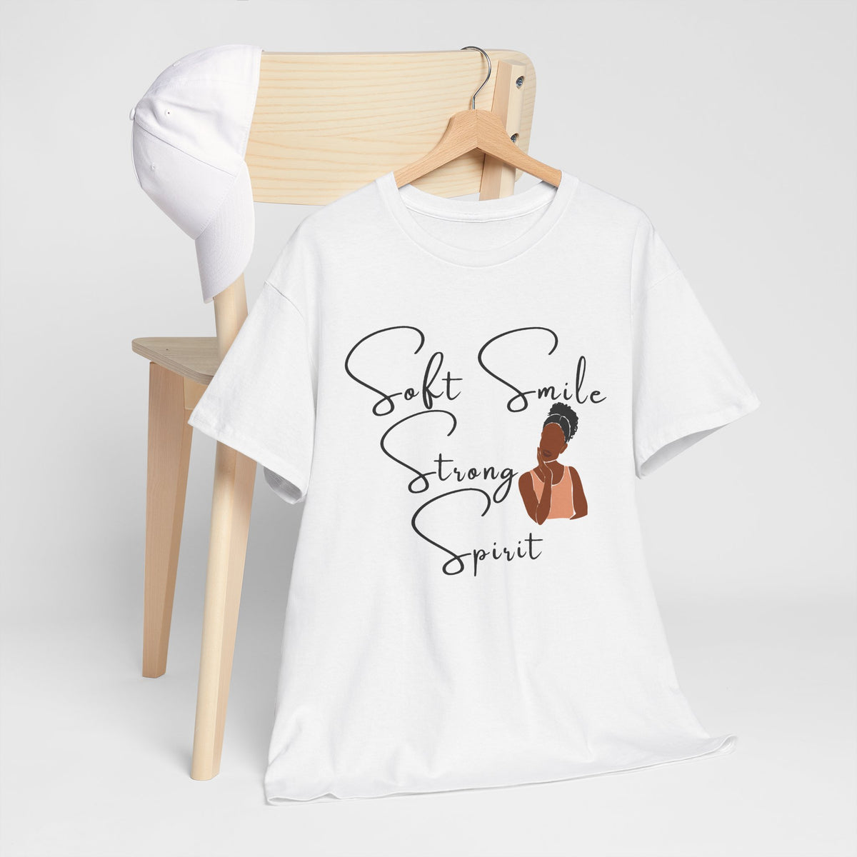 Soft Smile Strong Spirit Tee — Minimal Line Art Inspirational T-Shirt