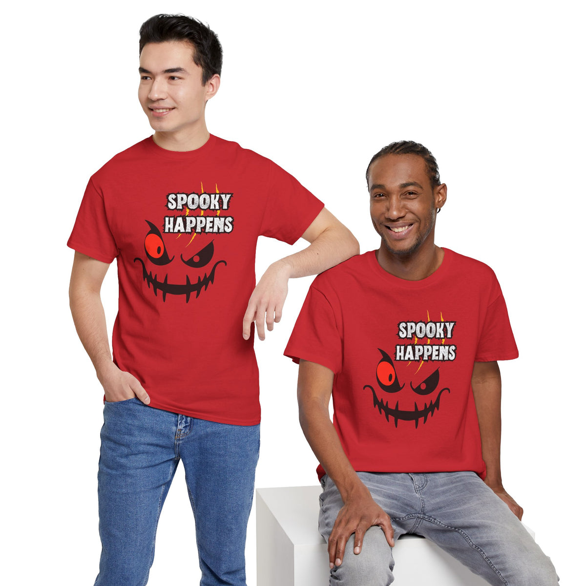 Spooky Happens Halloween T-Shirt — Creepy Jack-O'-Lantern Face Tee