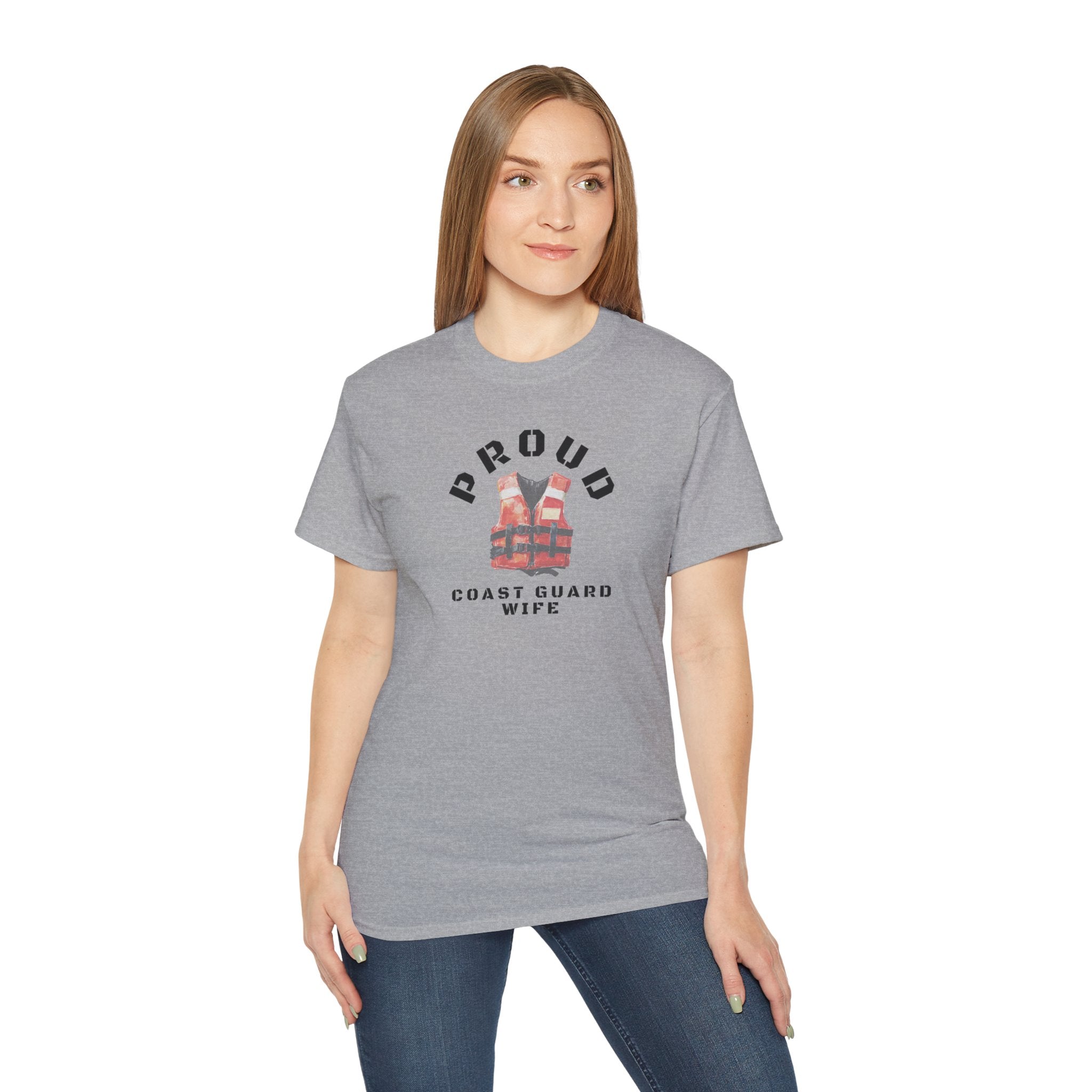 Proud Coast Guard Wife T-Shirt — Life Vest Graphic Tee for Military Spouses