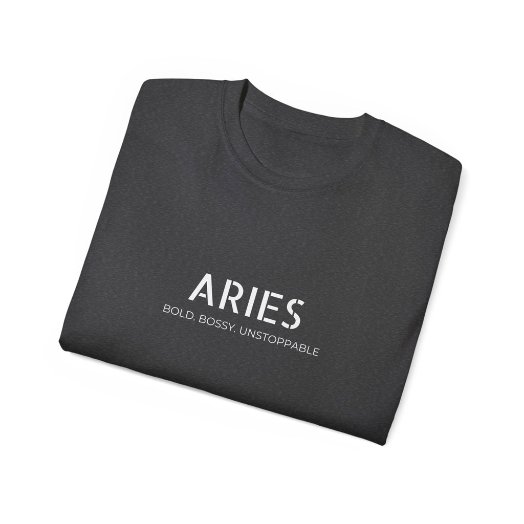 Aries Zodiac T‑Shirt — "Bold. Bossy. Unstoppable." Cotton Tee