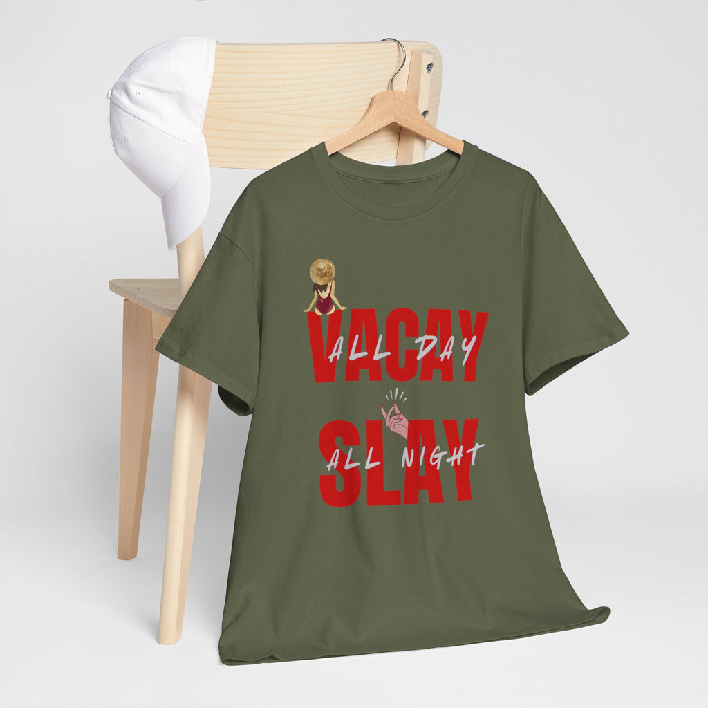 Slay All Night Graphic Tee — "Slay All Night" Red Text Party Shirt