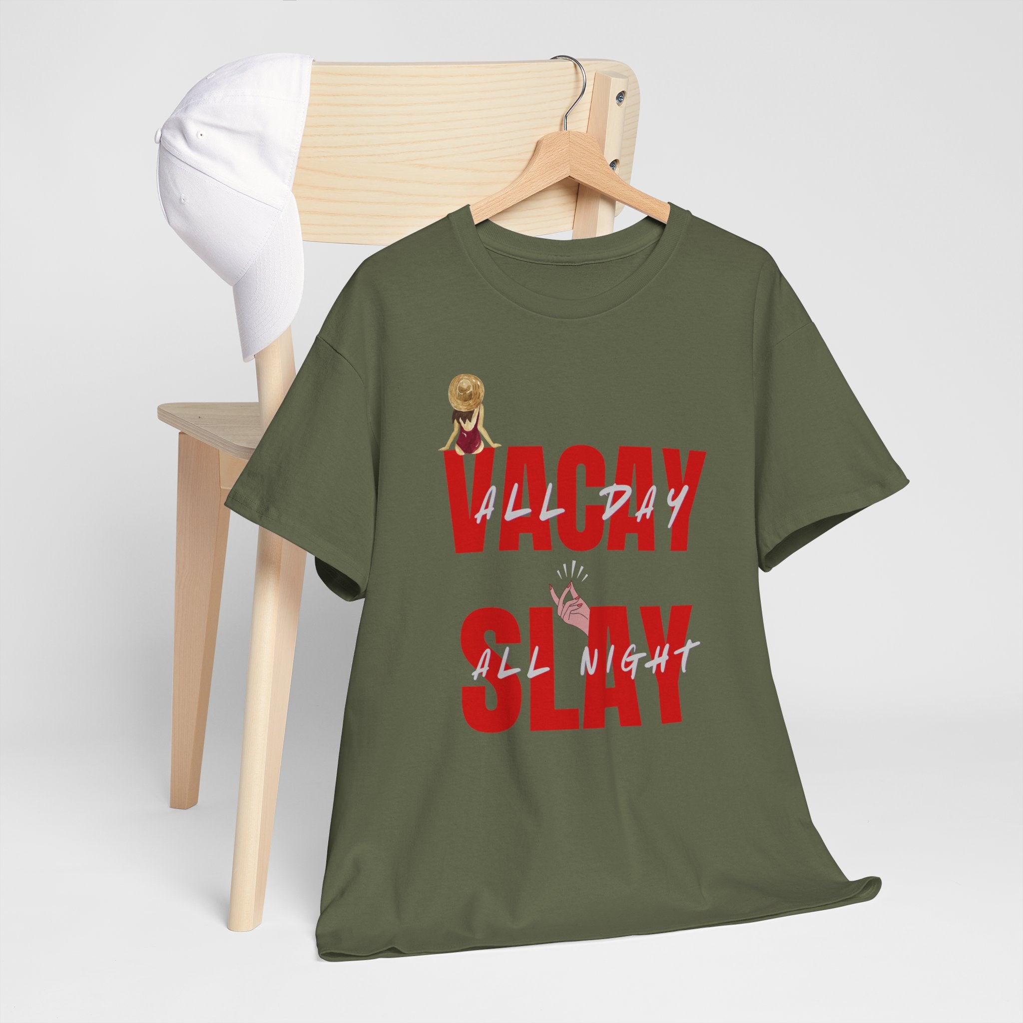 Slay All Night Graphic Tee — "Slay All Night" Red Text Party Shirt