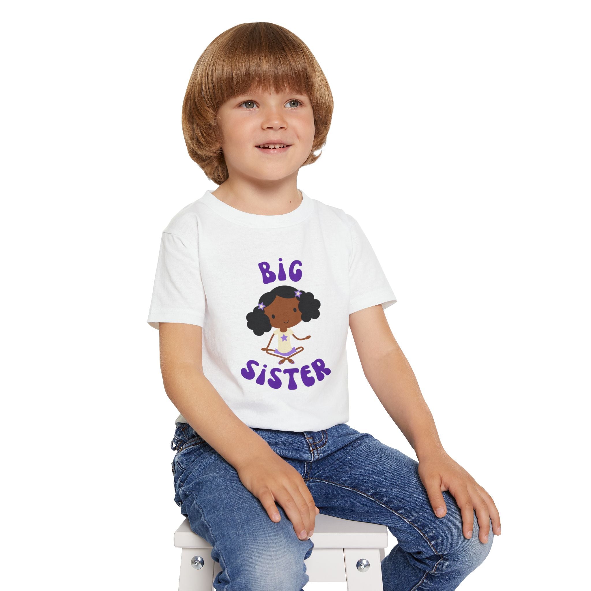 Big Sister Toddler Tee — Cute African American Girl Announcement Shirt