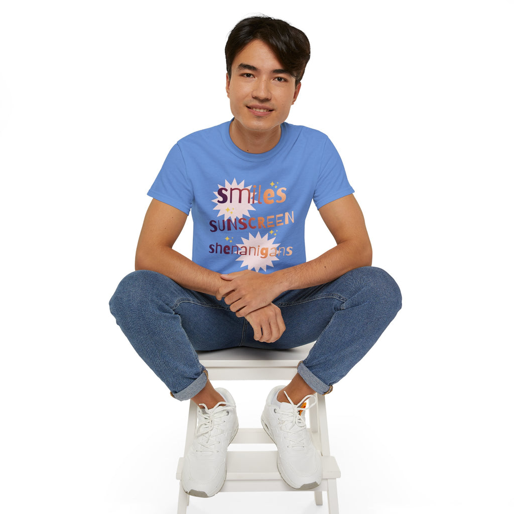 Smiles Sunscreen Shenanigans Tee — Fun Summer Beach Shirt