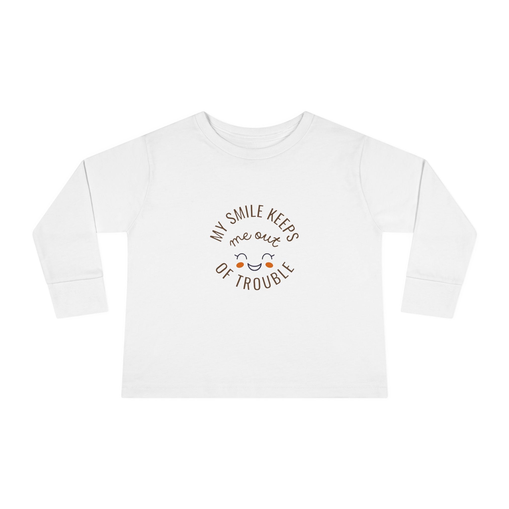 My smile keeps me out of trouble Toddler Long Sleeve Tee
