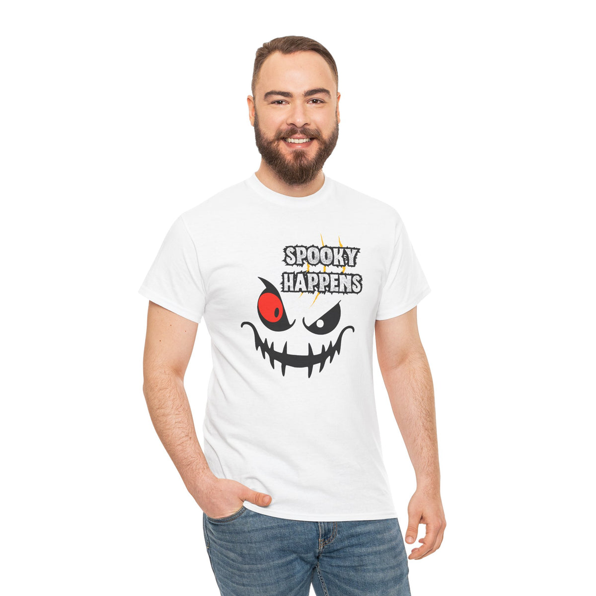 Spooky Happens Halloween T-Shirt — Creepy Jack-O'-Lantern Face Tee