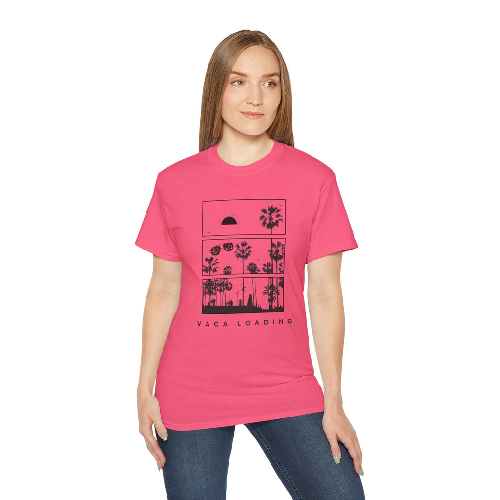 Vacation Loading T‑Shirt — Retro Palm & Sunset Graphic Tee