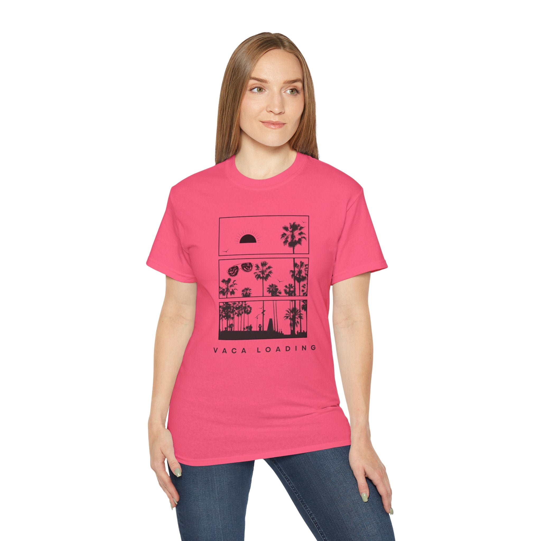 Vacation Loading T‑Shirt — Retro Palm & Sunset Graphic Tee