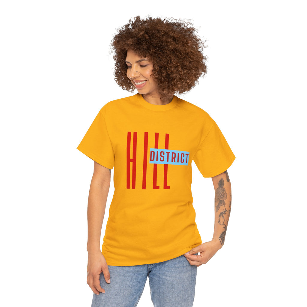 Hill District T-Shirt — Retro Red & Blue 'DISTRICT' Graphic Tee