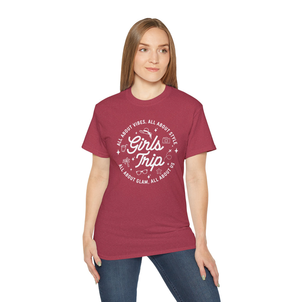 Girls Trip T-Shirt — 'All About Vibes, All About Style' Graphic Tee for Bachelorette & Vacation