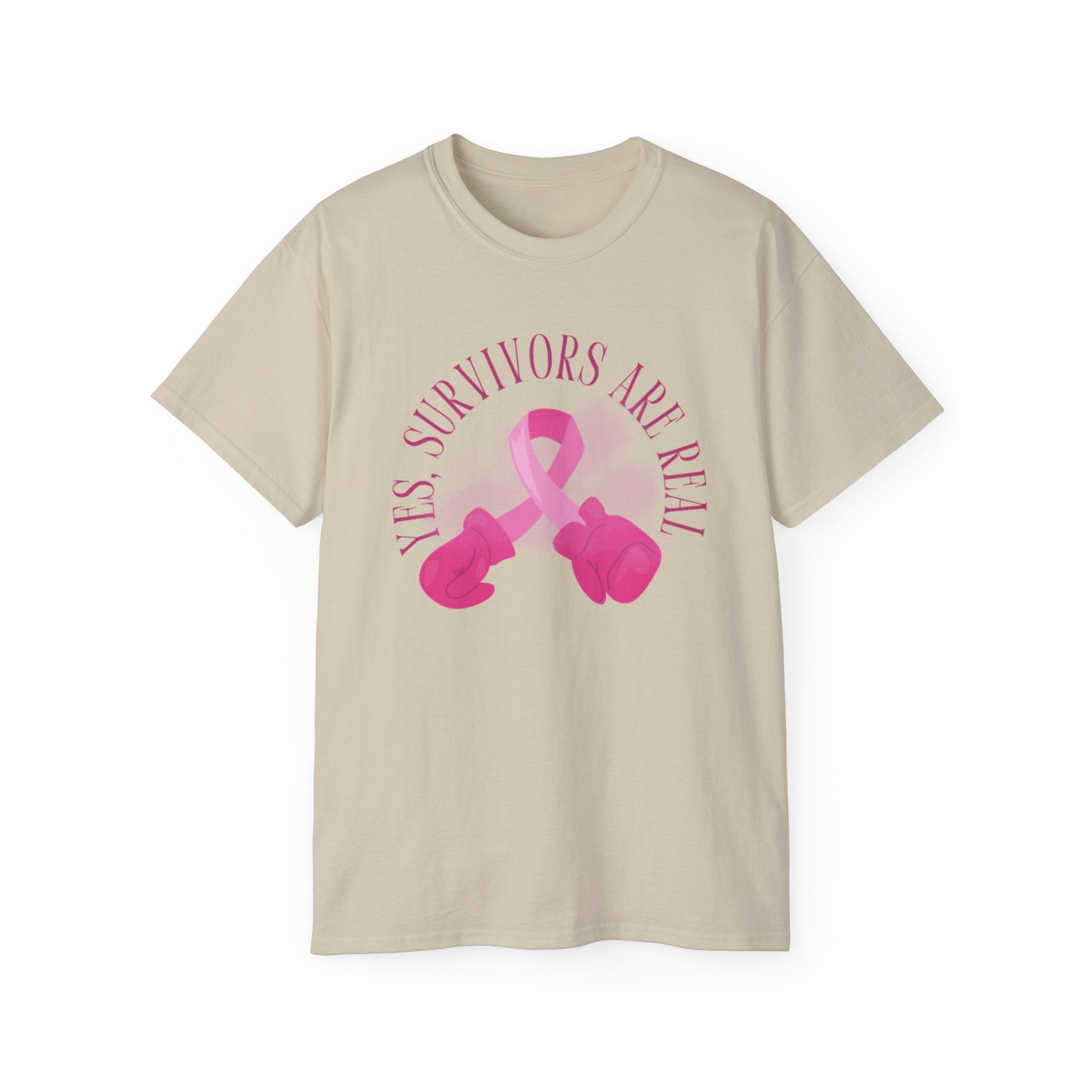 Breast Cancer Survivors Are Real T-Shirt — Pink Ribbon Boxing Gloves Tee