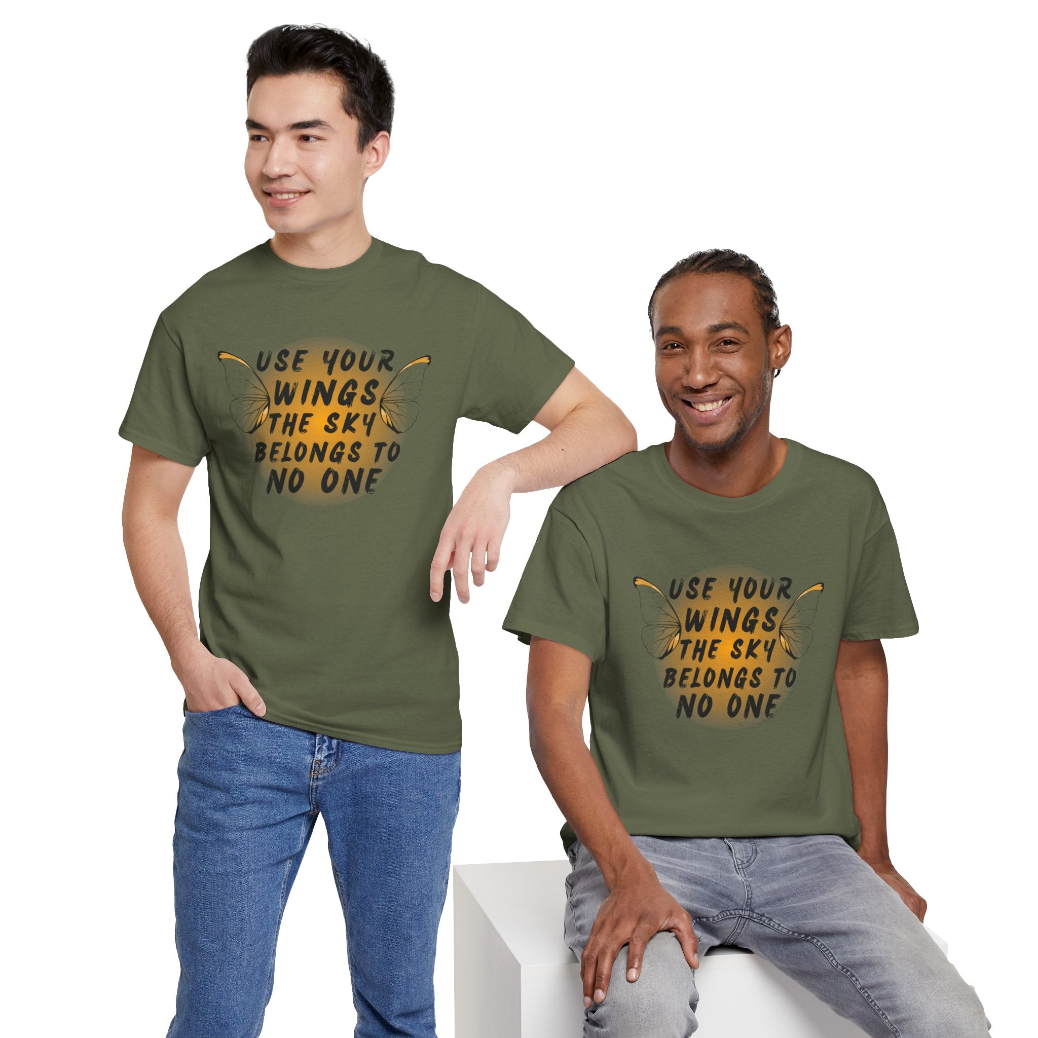 T-Shirt — "Use Your Wings, The Sky Belongs to No One" Inspirational Graphic Tee