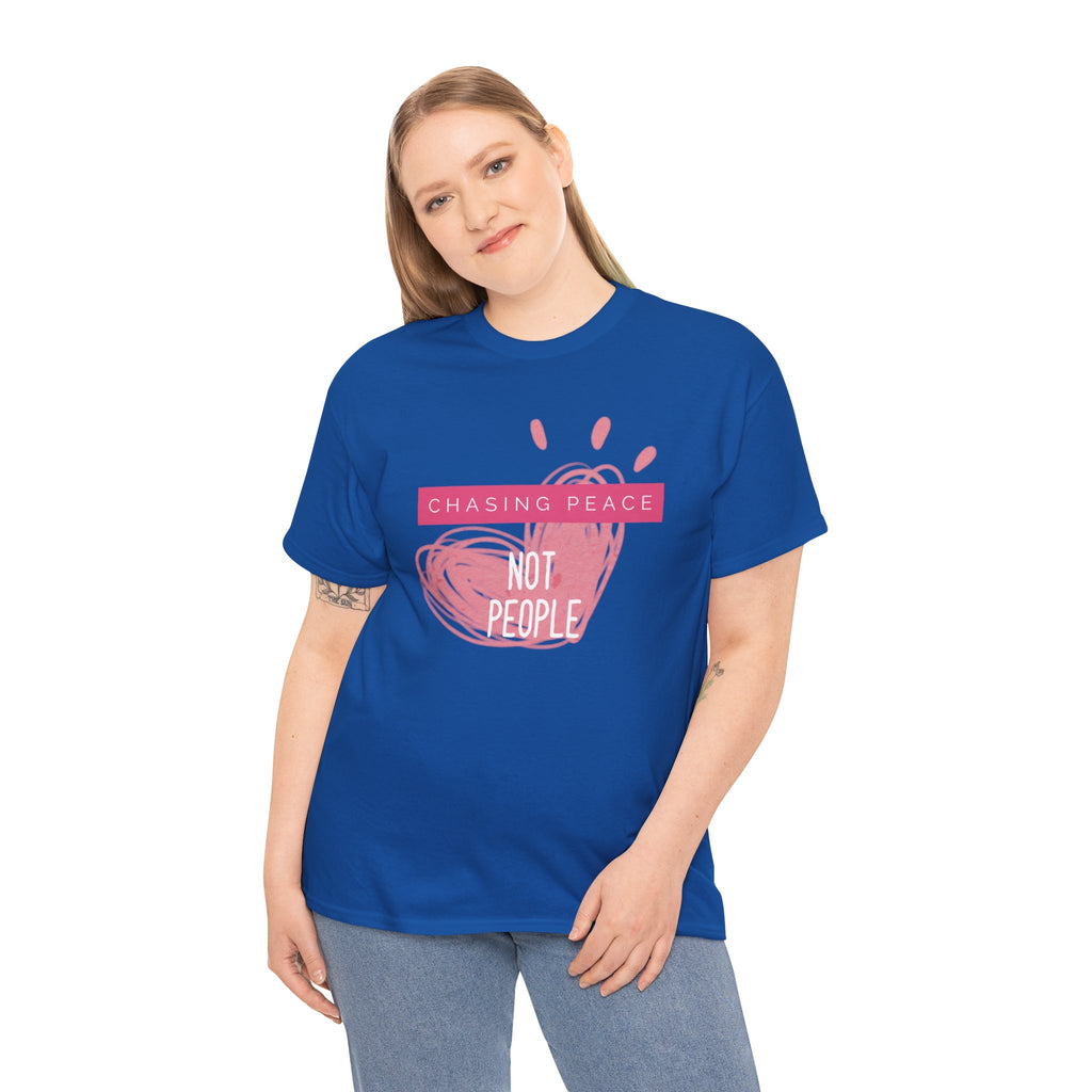 Chasing Peace Not People Tee — Pink Graphic Mental Health Awareness T‑Shirt