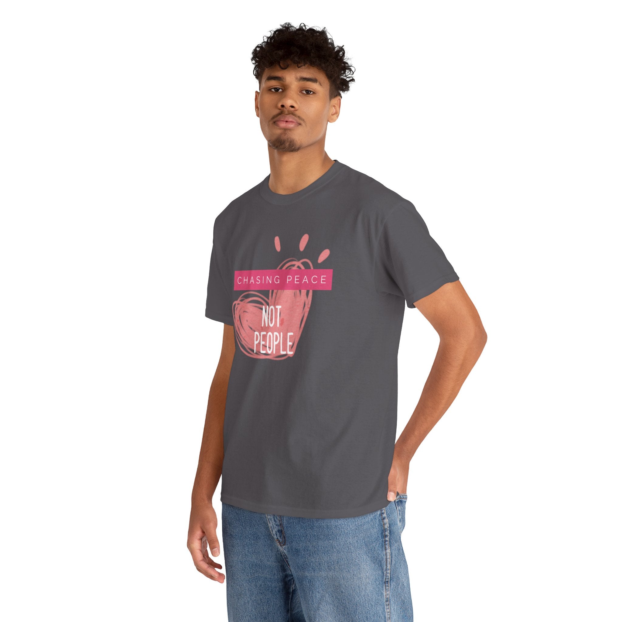 Chasing Peace Not People Tee — Pink Graphic Mental Health Awareness T‑Shirt