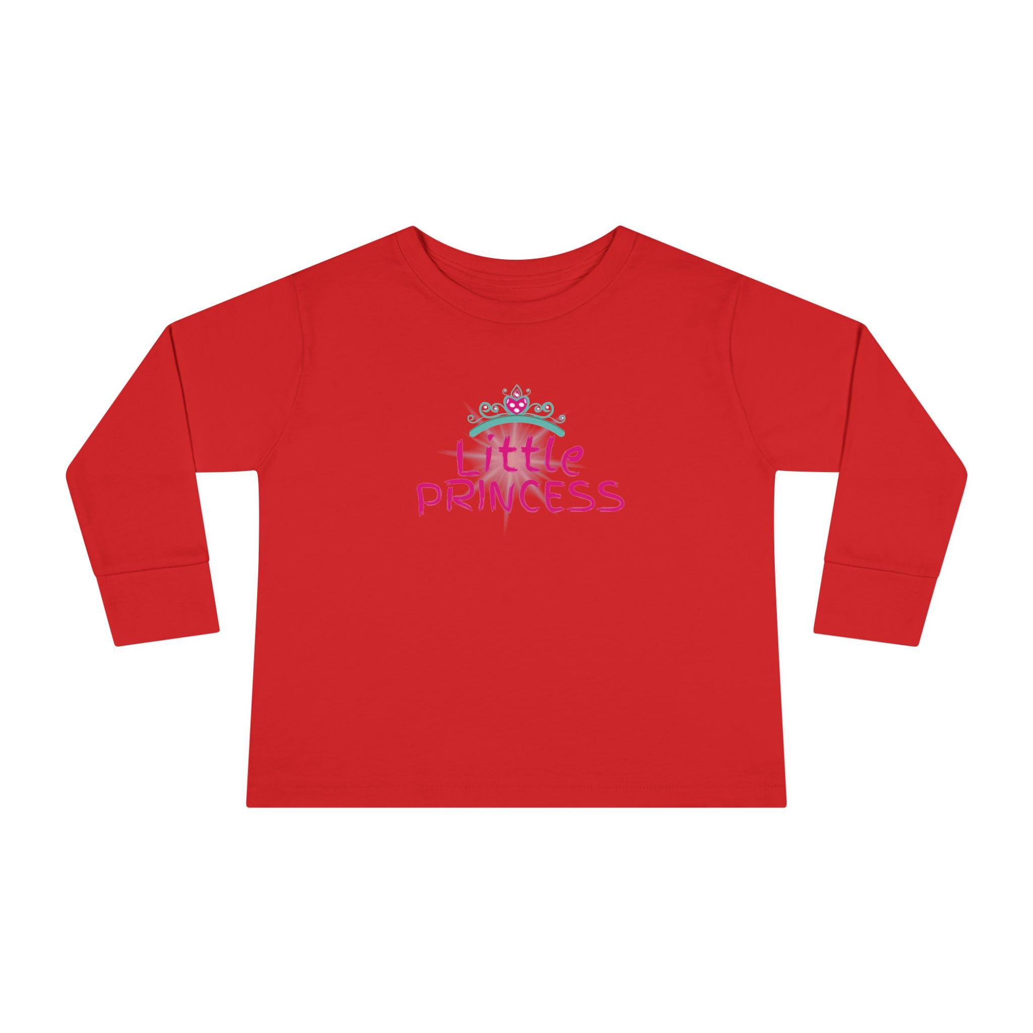 Little Princess Toddler Long Sleeve Tee – Pink Tiara & Heart Graphic