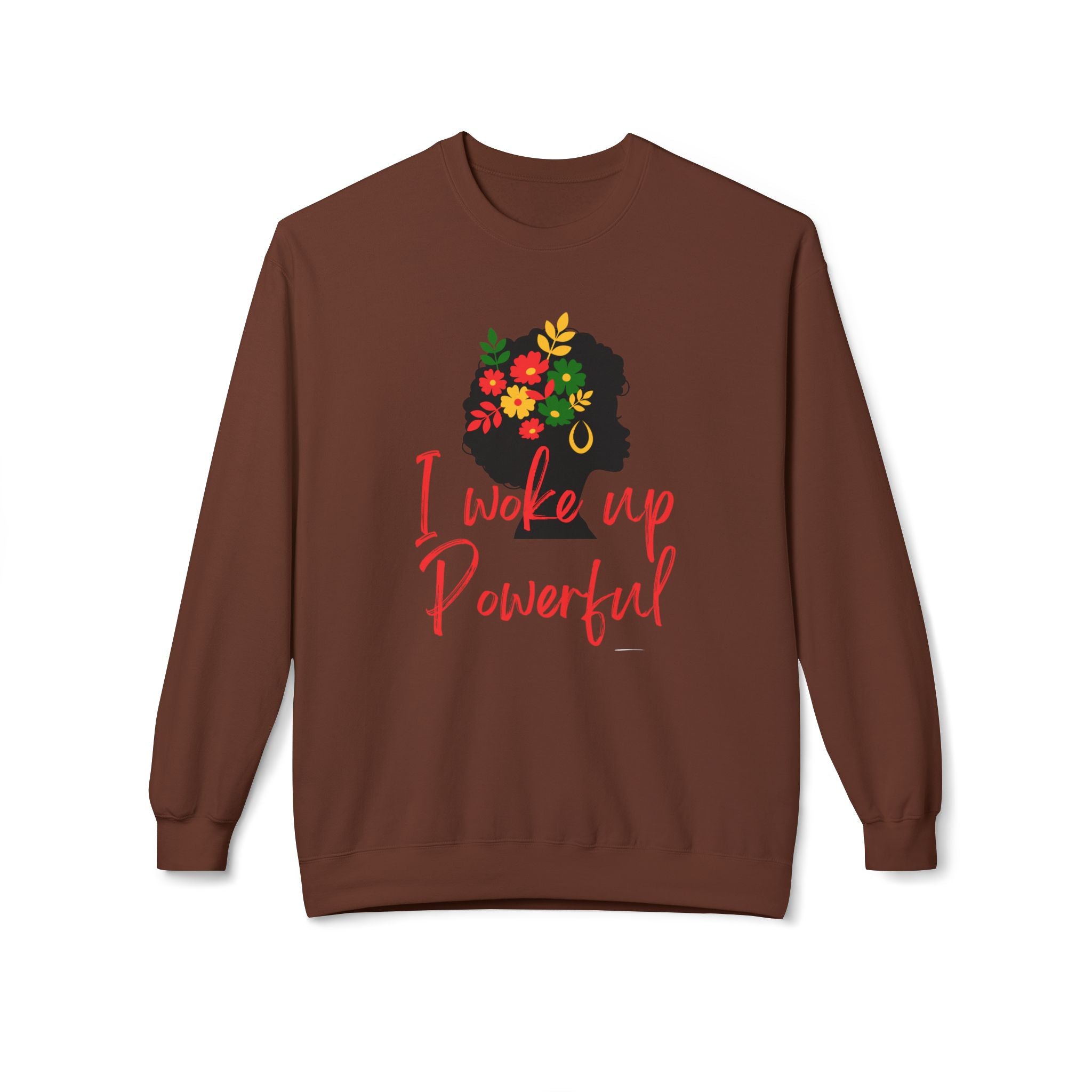 I Woke Up Powerful Crewneck Sweatshirt — Empowering Minimalist Line Art